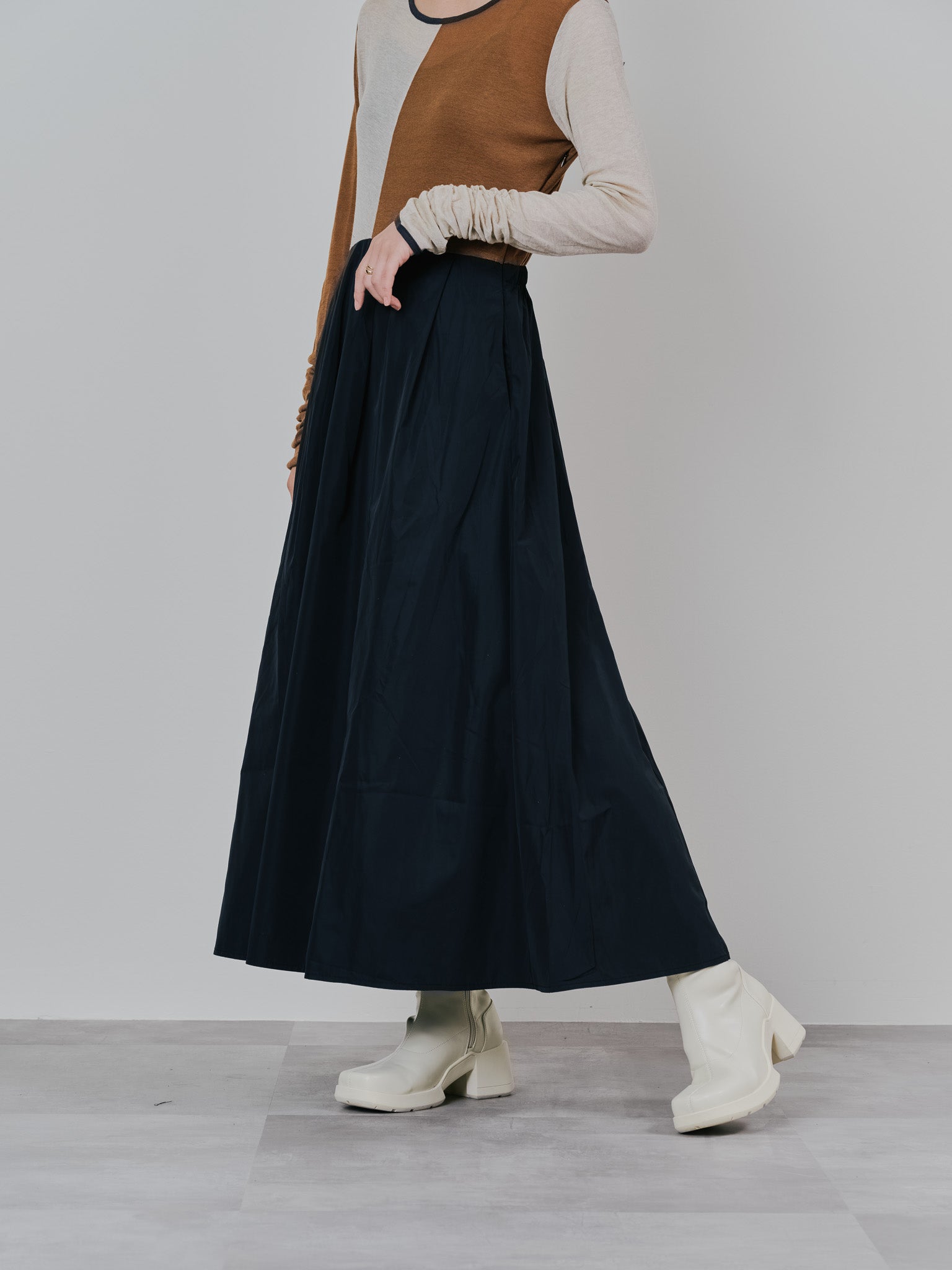 配色切替ワンピース [601417] black