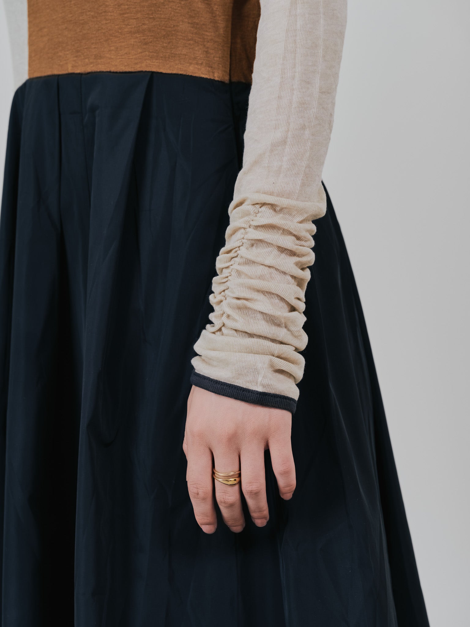 配色切替ワンピース [601417] black