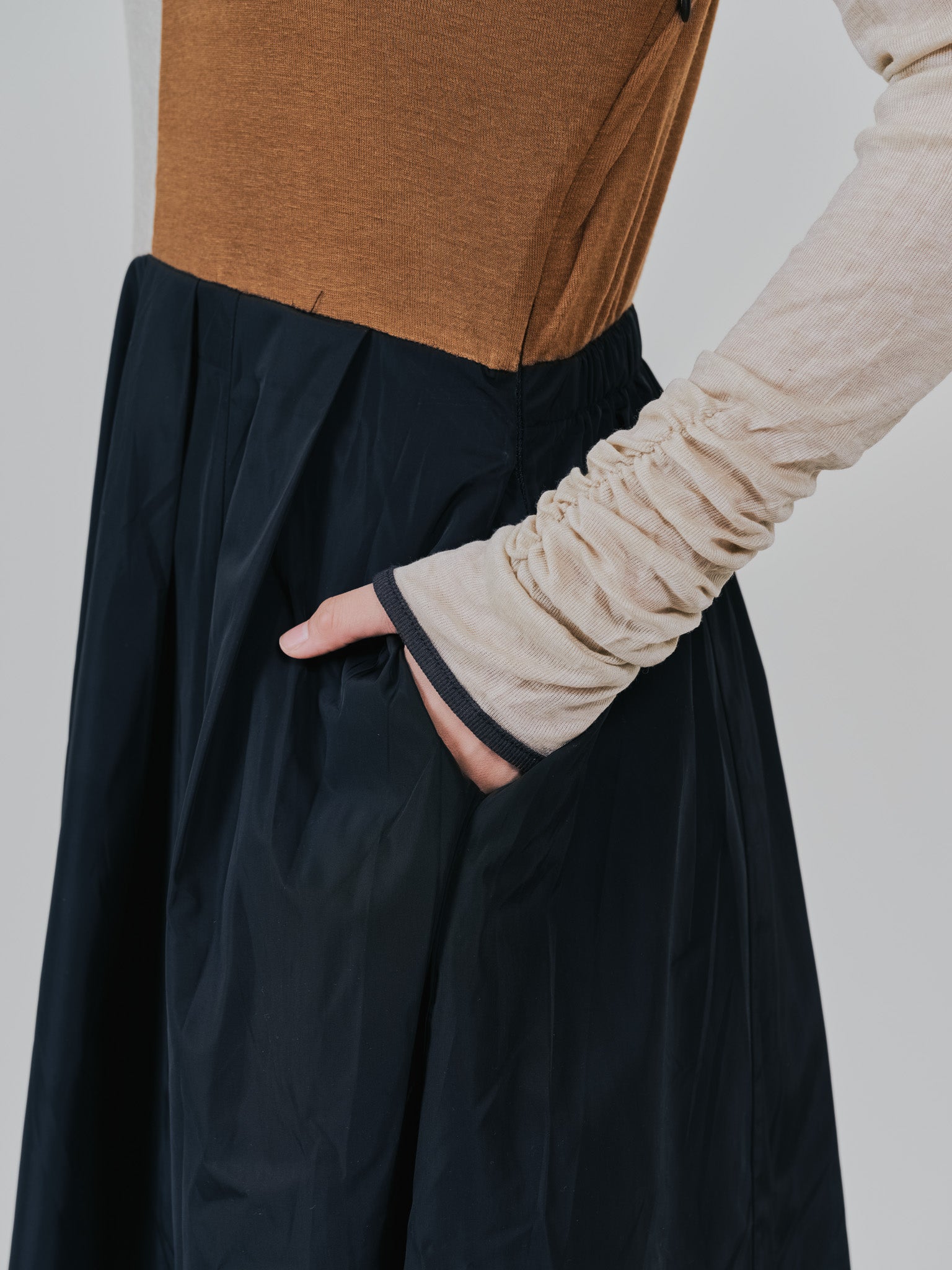配色切替ワンピース [601417] black