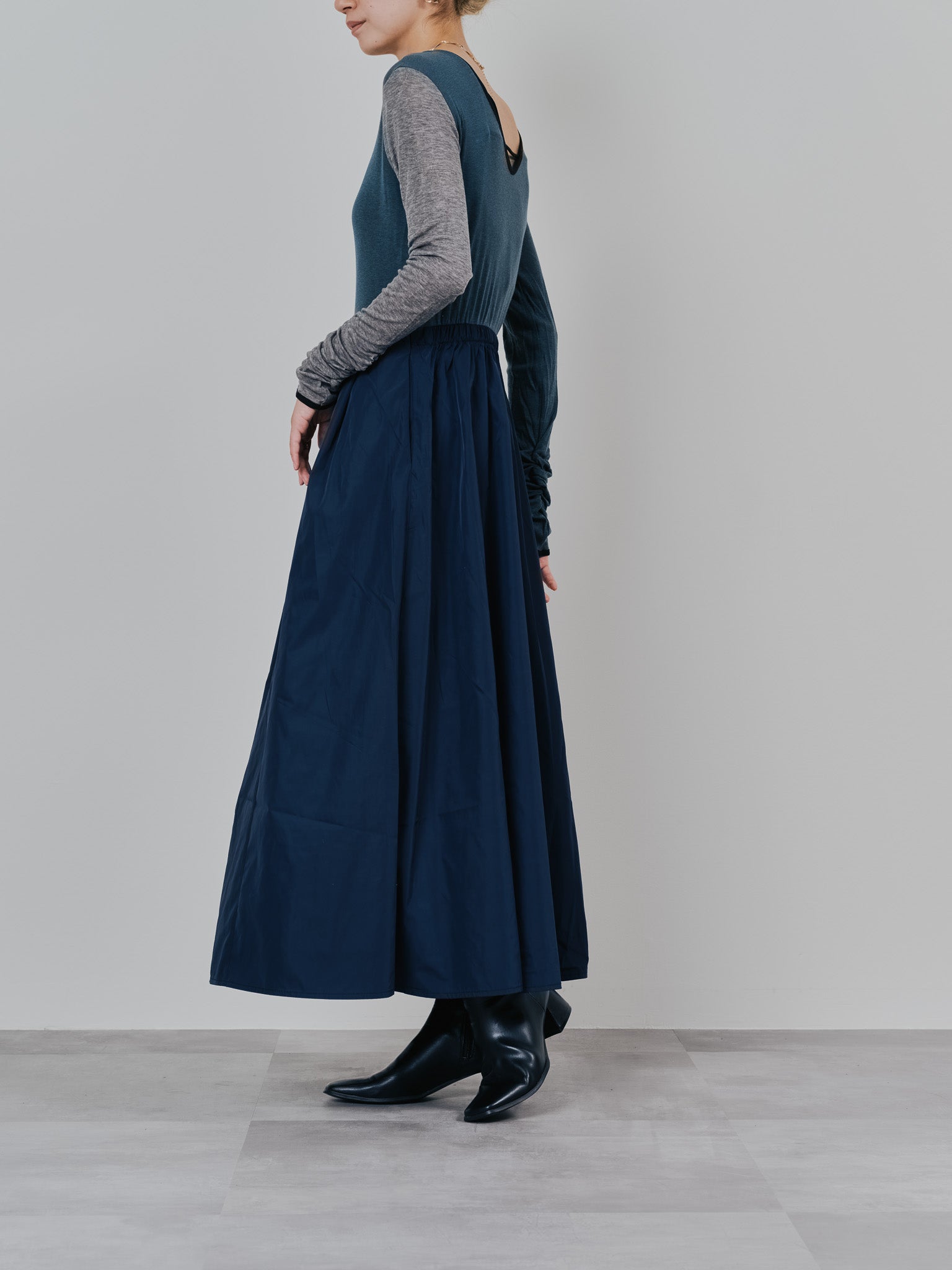 配色切替ワンピース [601417] dark navy