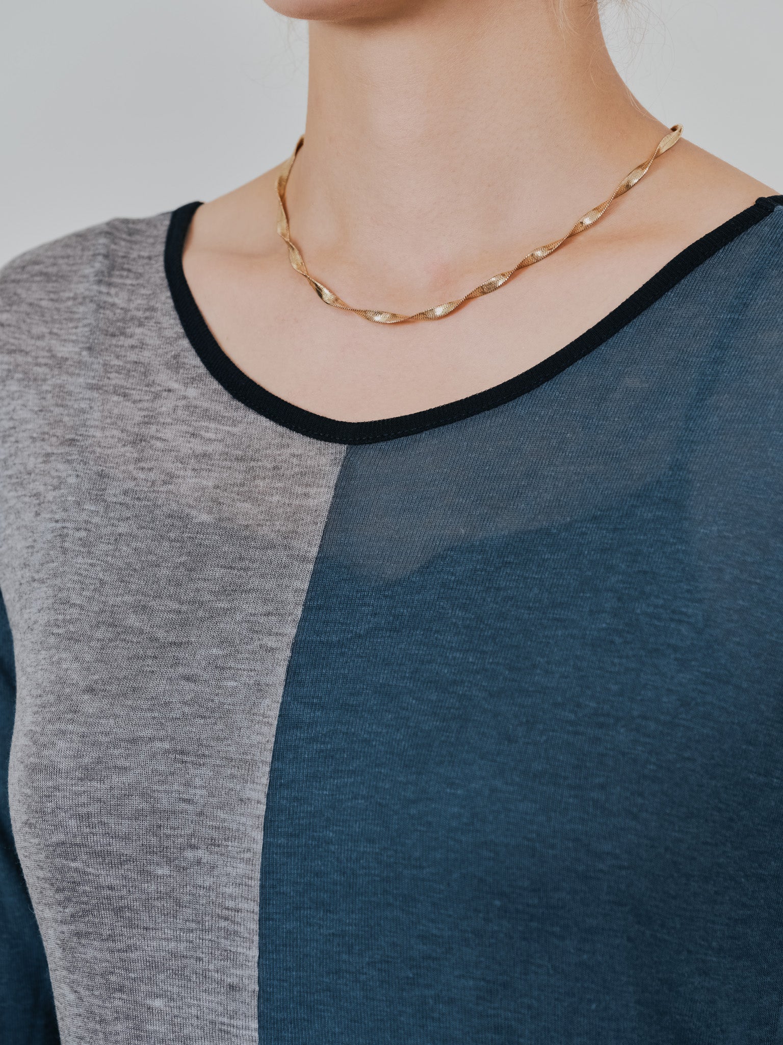 配色切替ワンピース [601417] dark navy