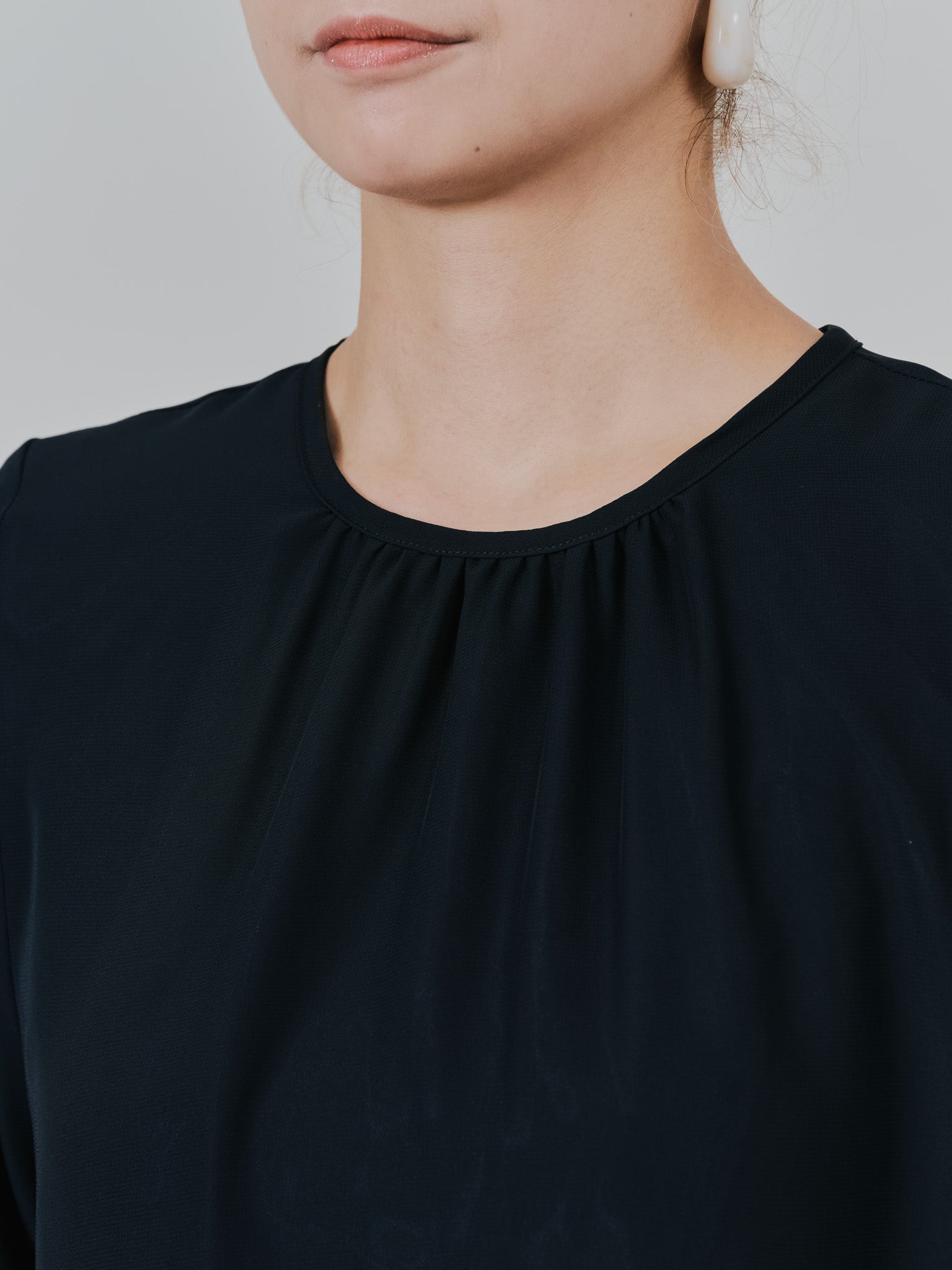 ピンタック配色ワンピース [605540] black