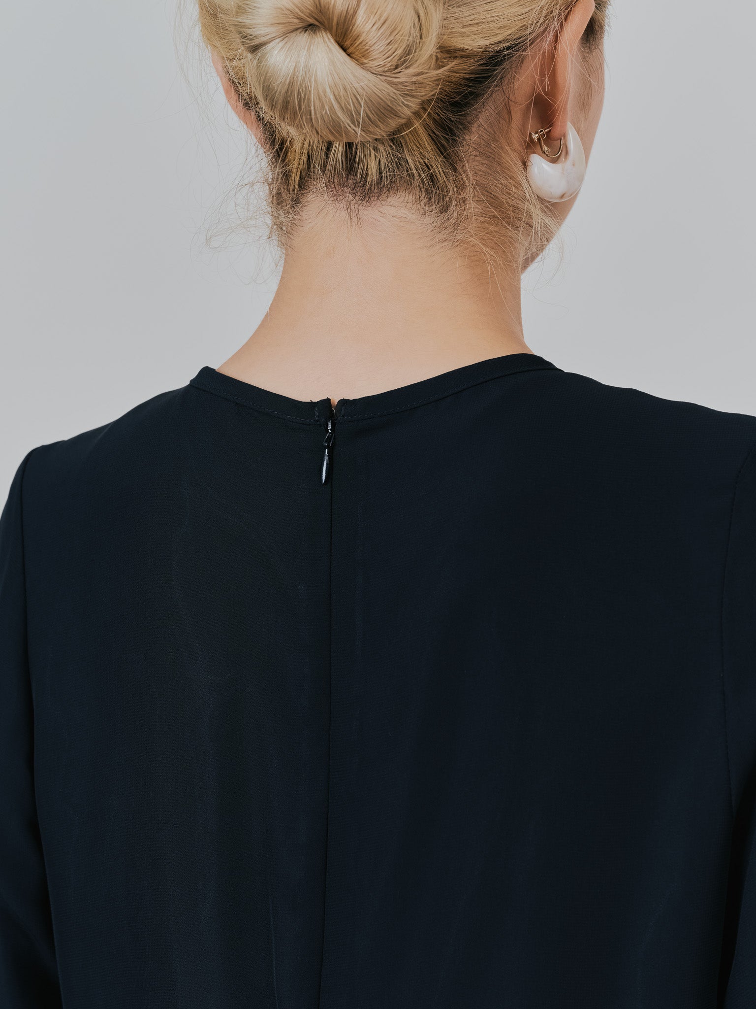 ピンタック配色ワンピース [605540] black