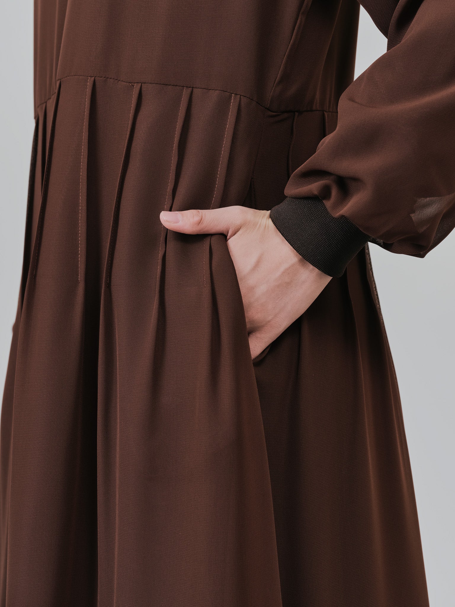 ピンタック配色ワンピース [605540] brown