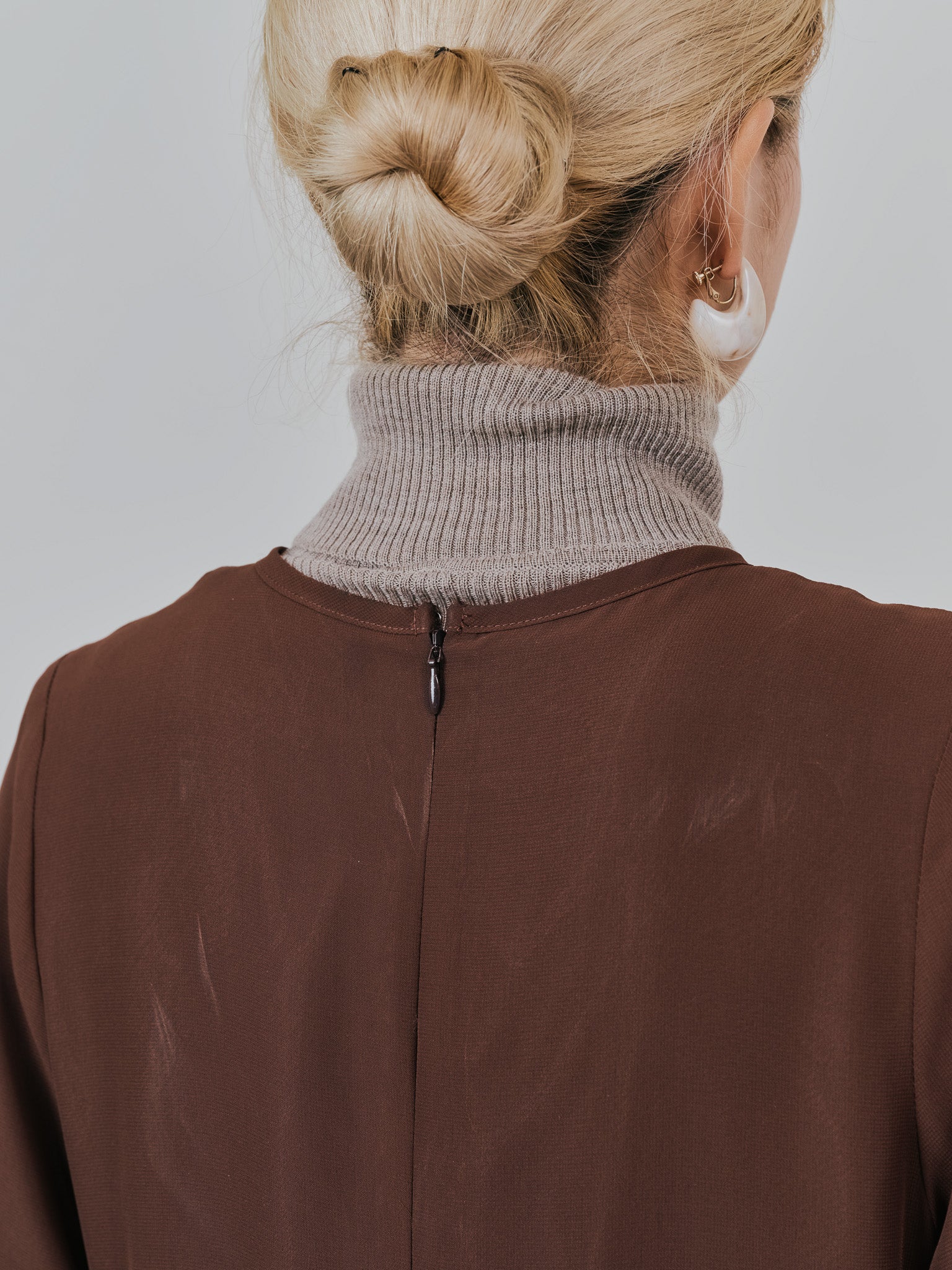 ピンタック配色ワンピース [605540] brown