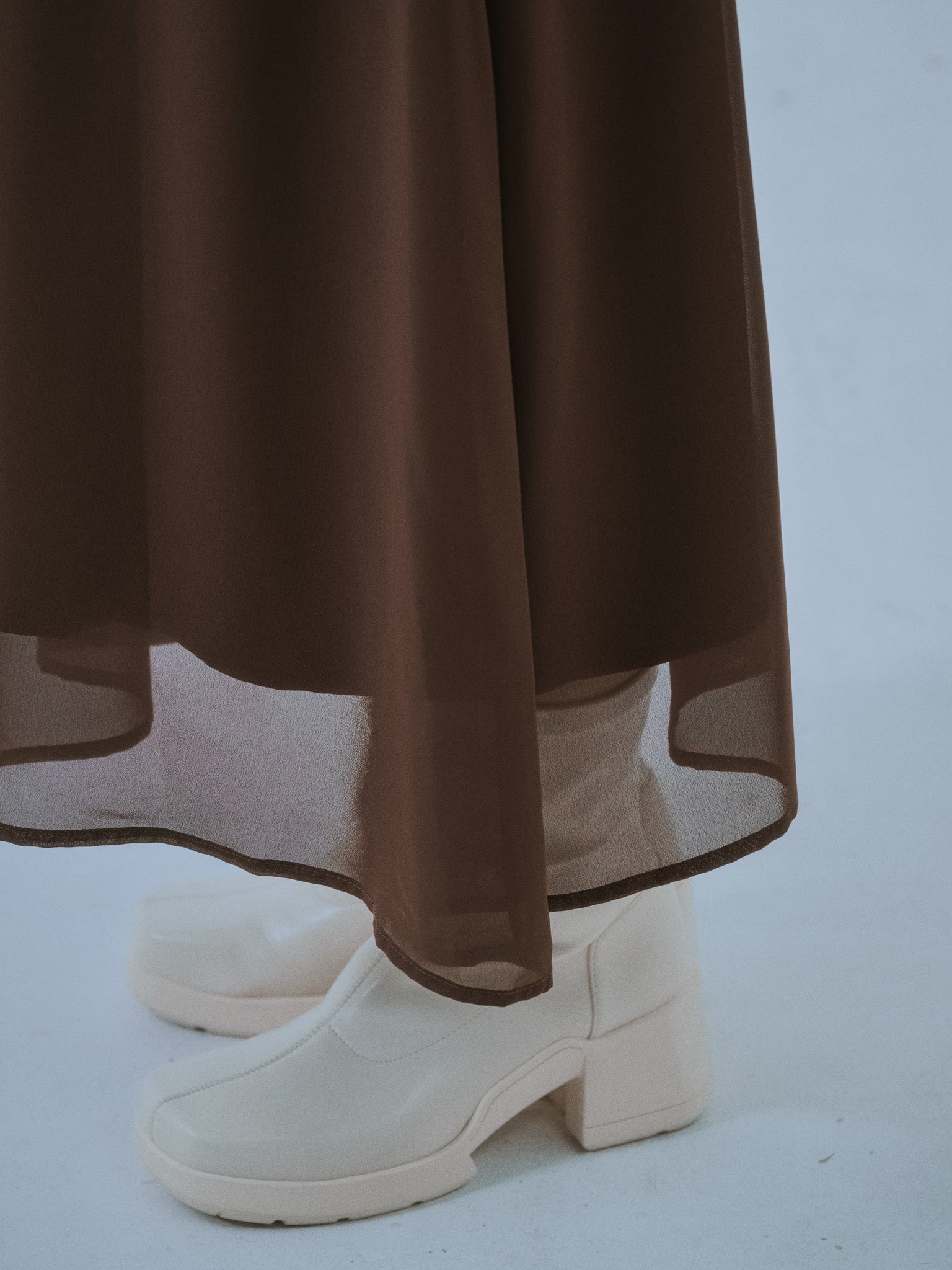 ピンタック配色ワンピース [605540] brown