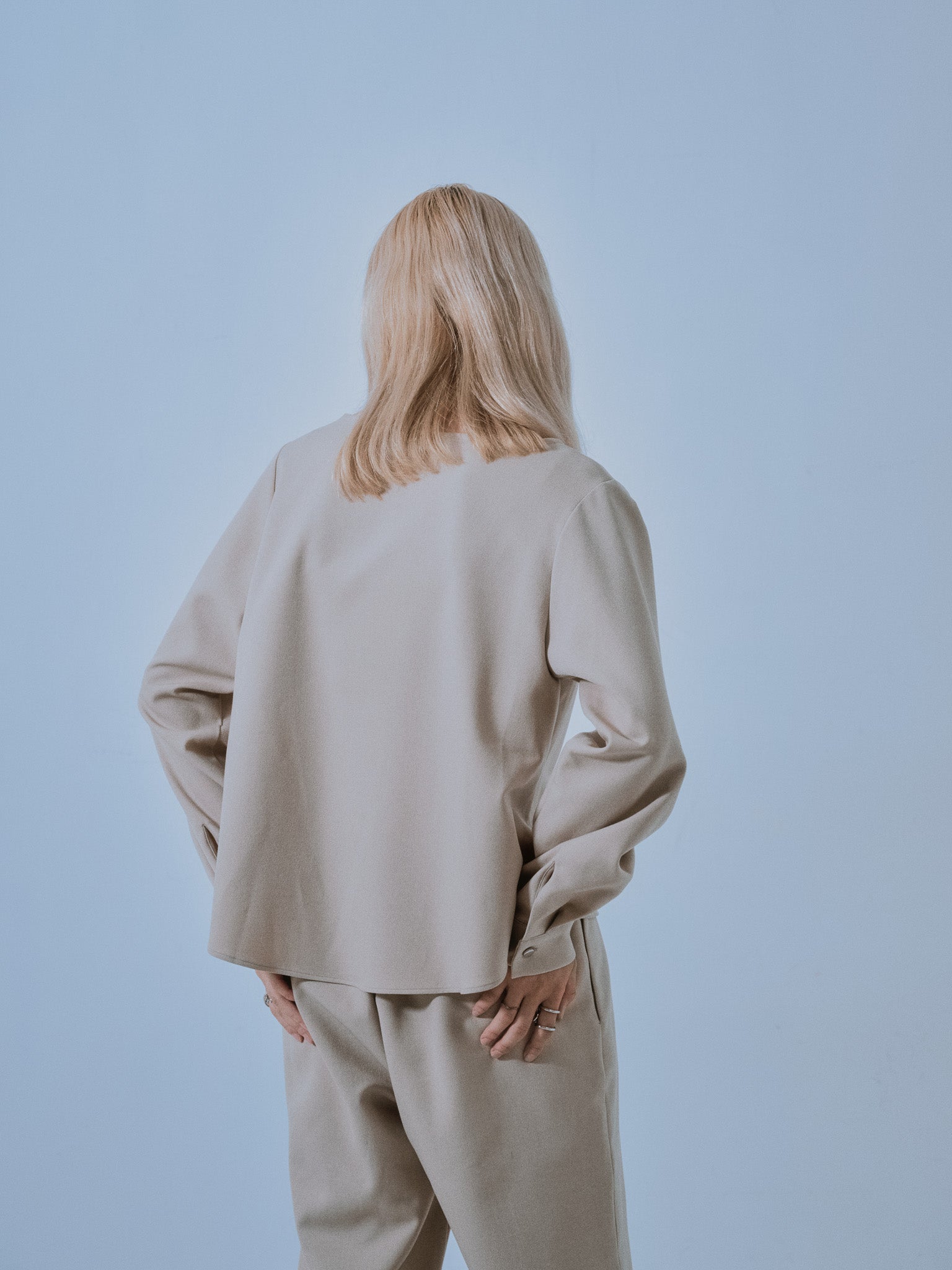 【SALE】ウエストタックウールライクツイルトップス [608327] light beige