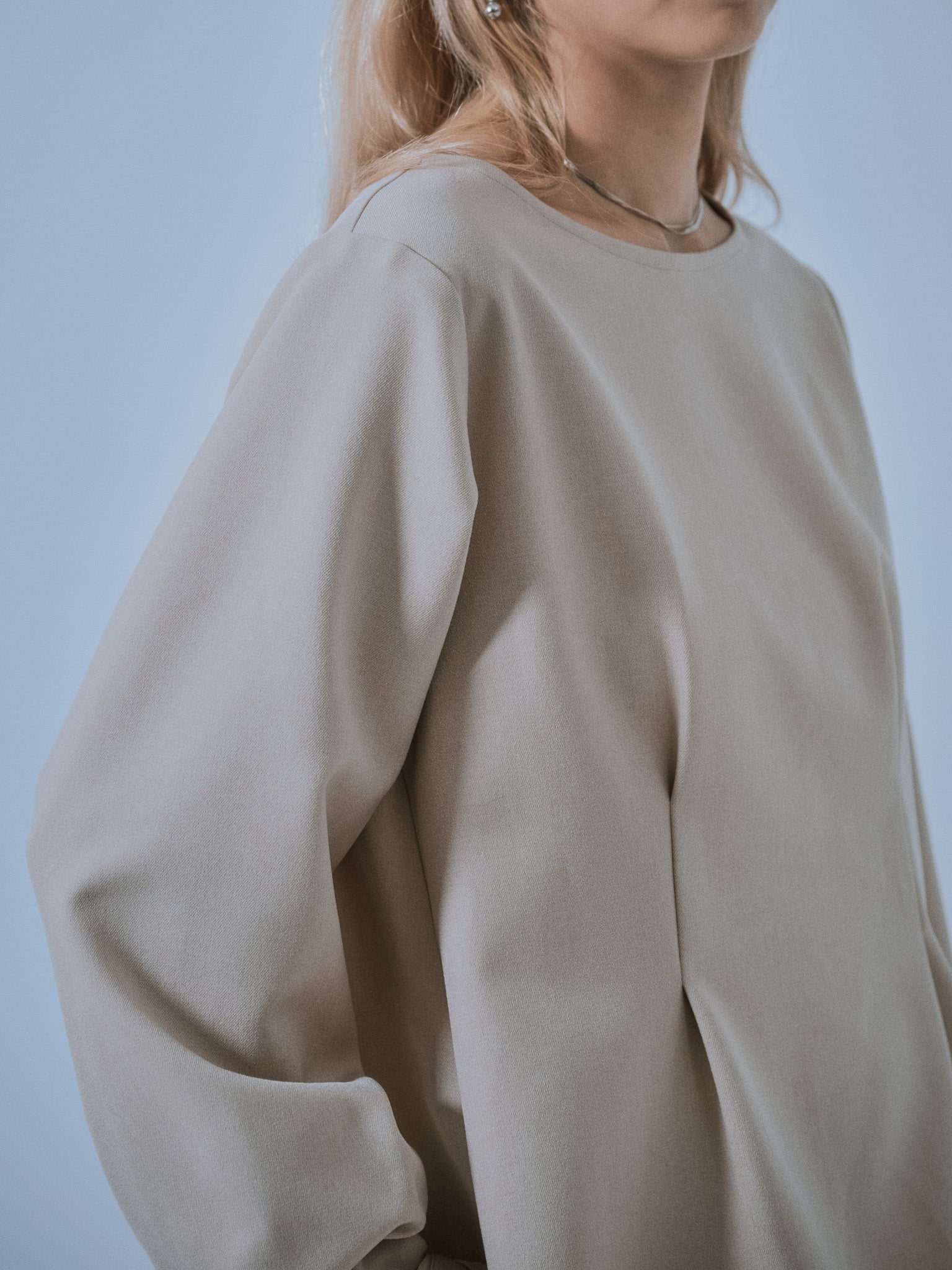 【SALE】ウエストタックウールライクツイルトップス [608327] light beige