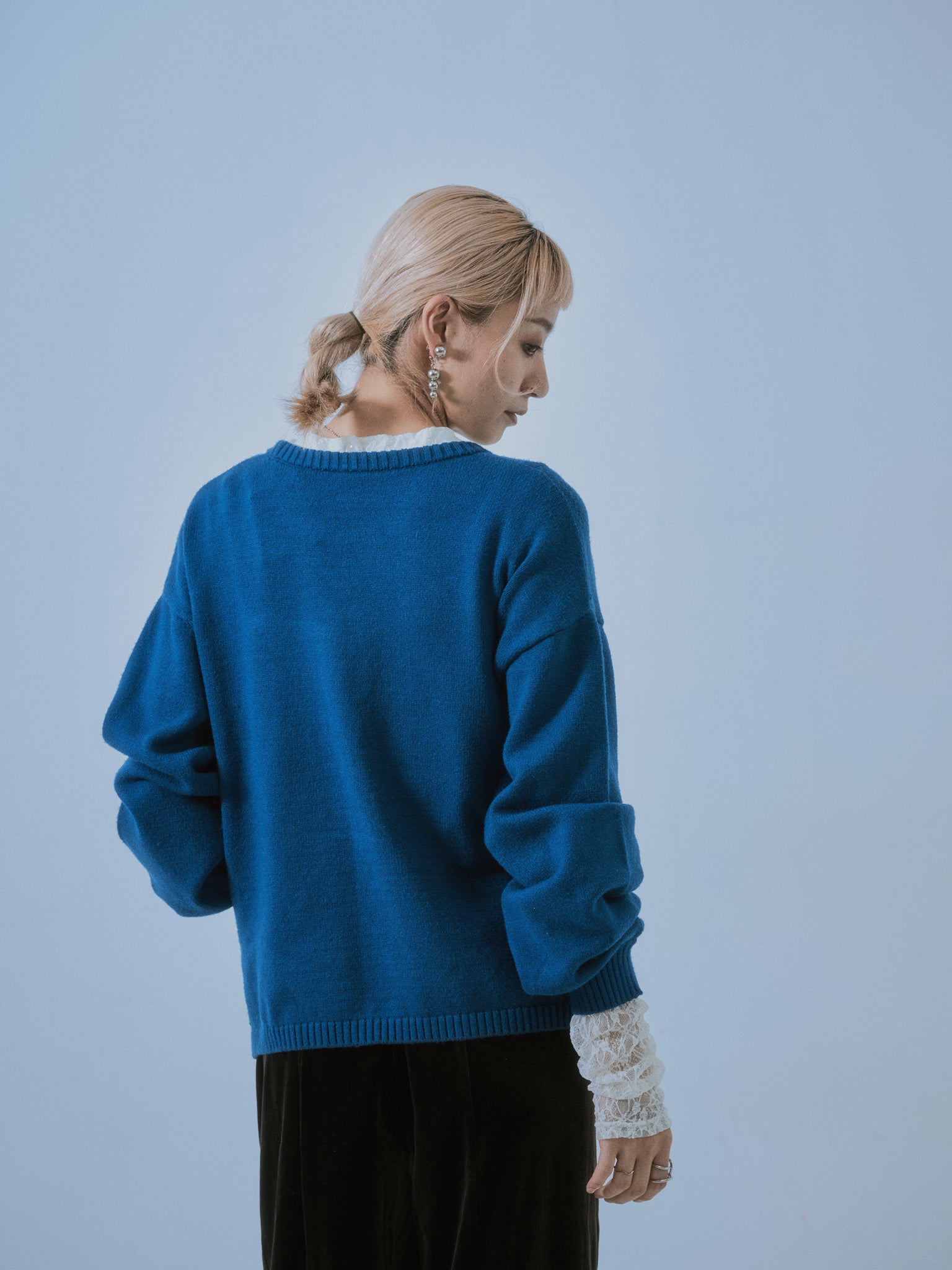 フラワーモチーフニットトップス [601408] peacock