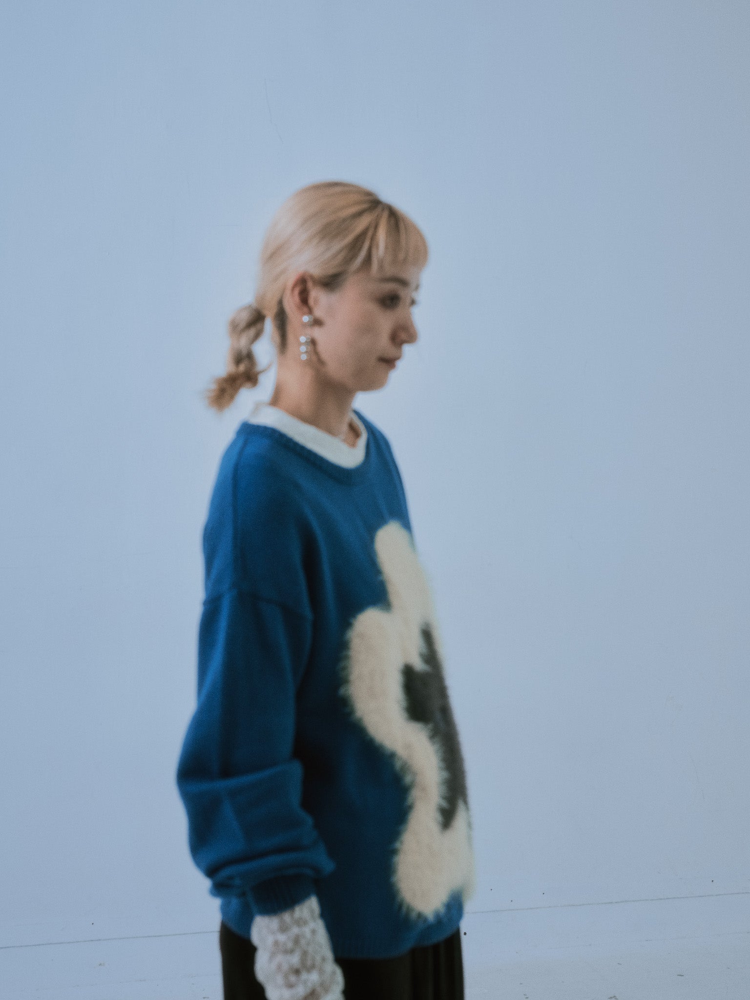 フラワーモチーフニットトップス [601408] peacock