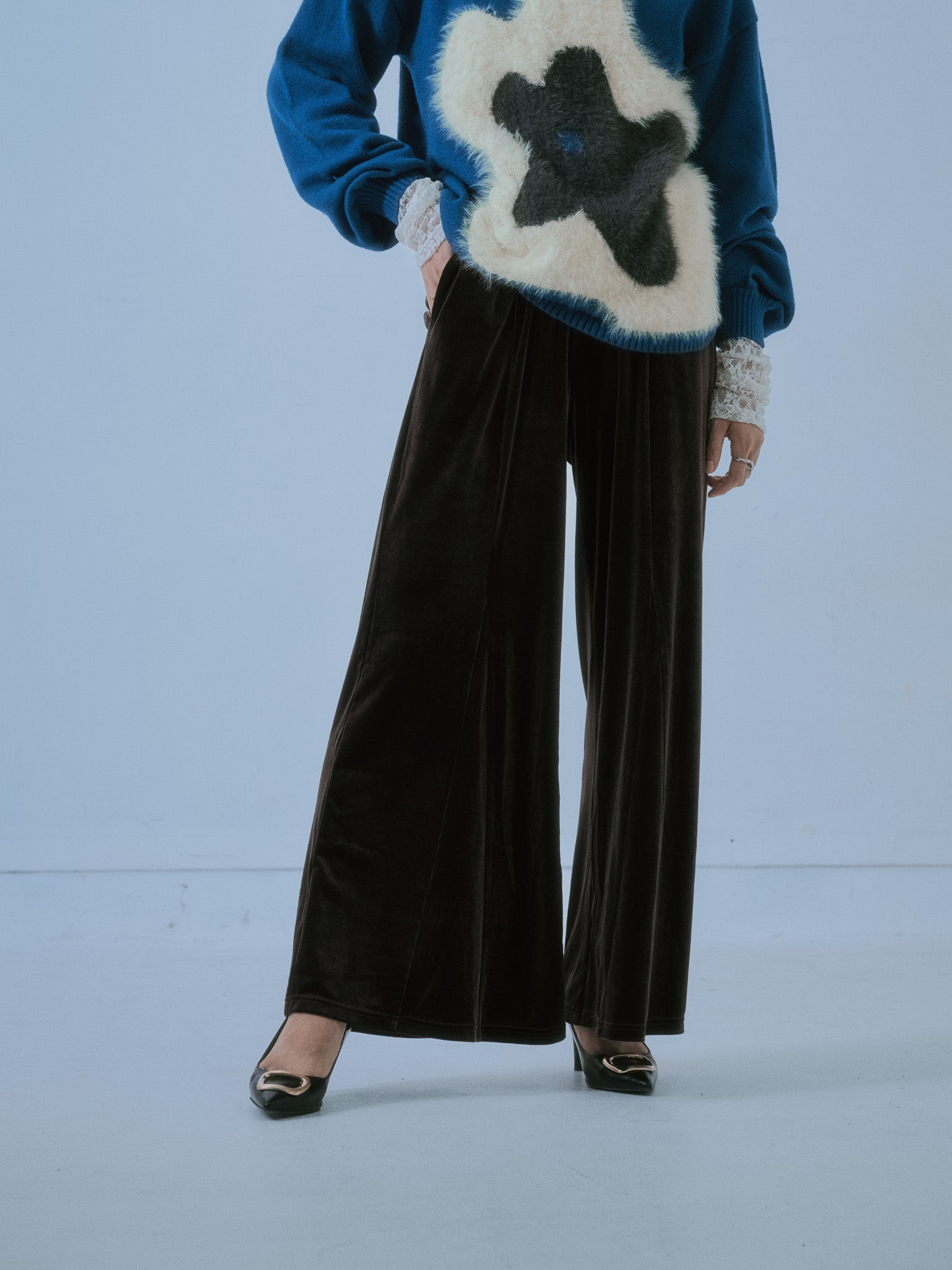 【-PRE SALE- 12/15 18:00まで!!】ベロアフレアパンツ [601414] brown