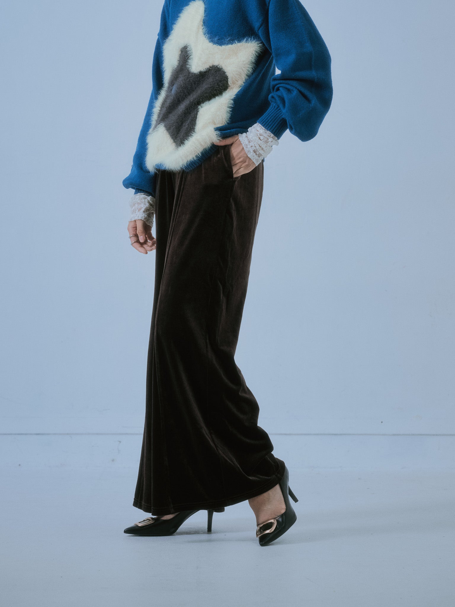 【-PRE SALE- 12/15 18:00まで!!】ベロアフレアパンツ [601414] brown