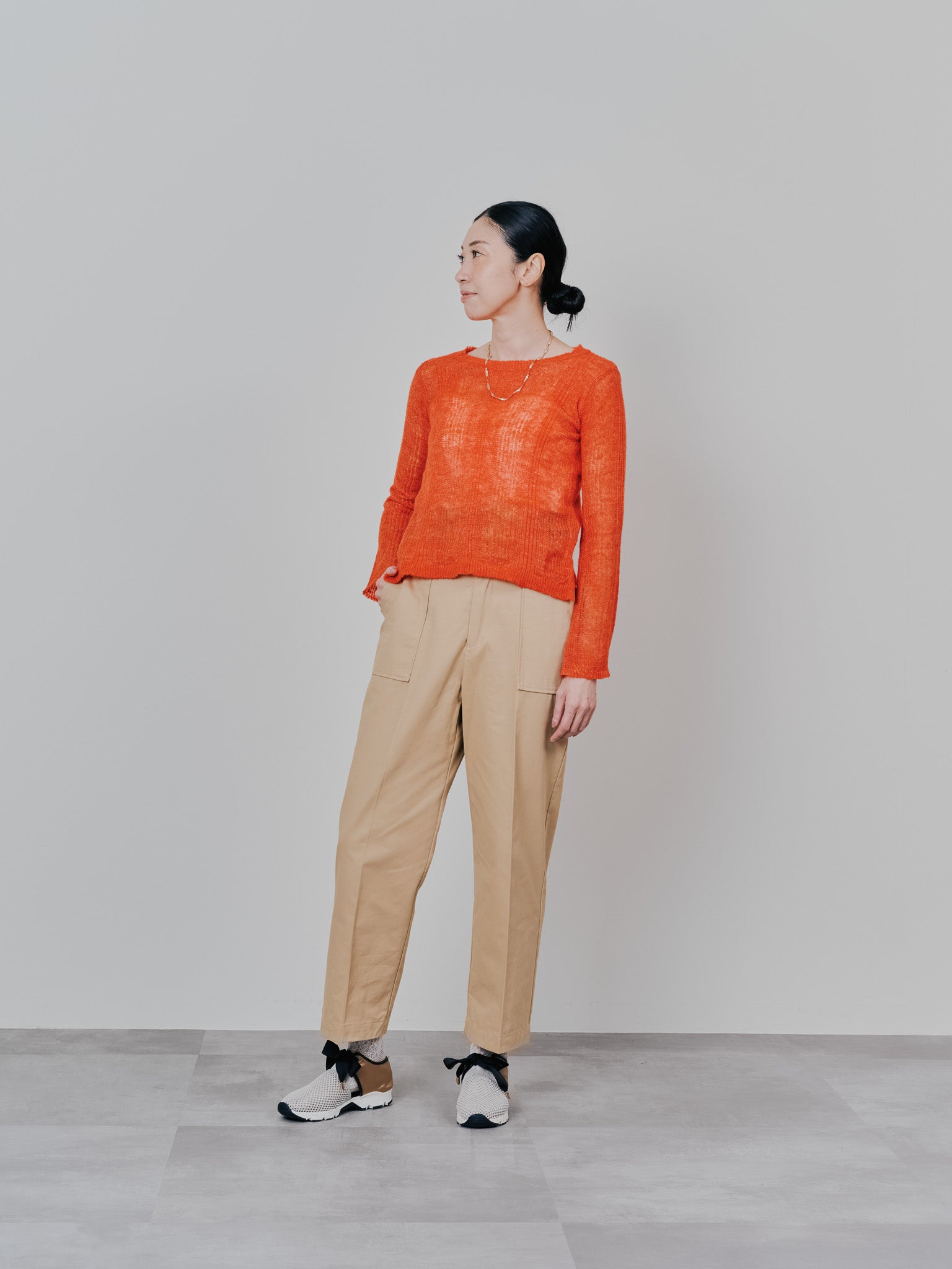 【SALE】シアーモヘアニットトップス [605530] orange