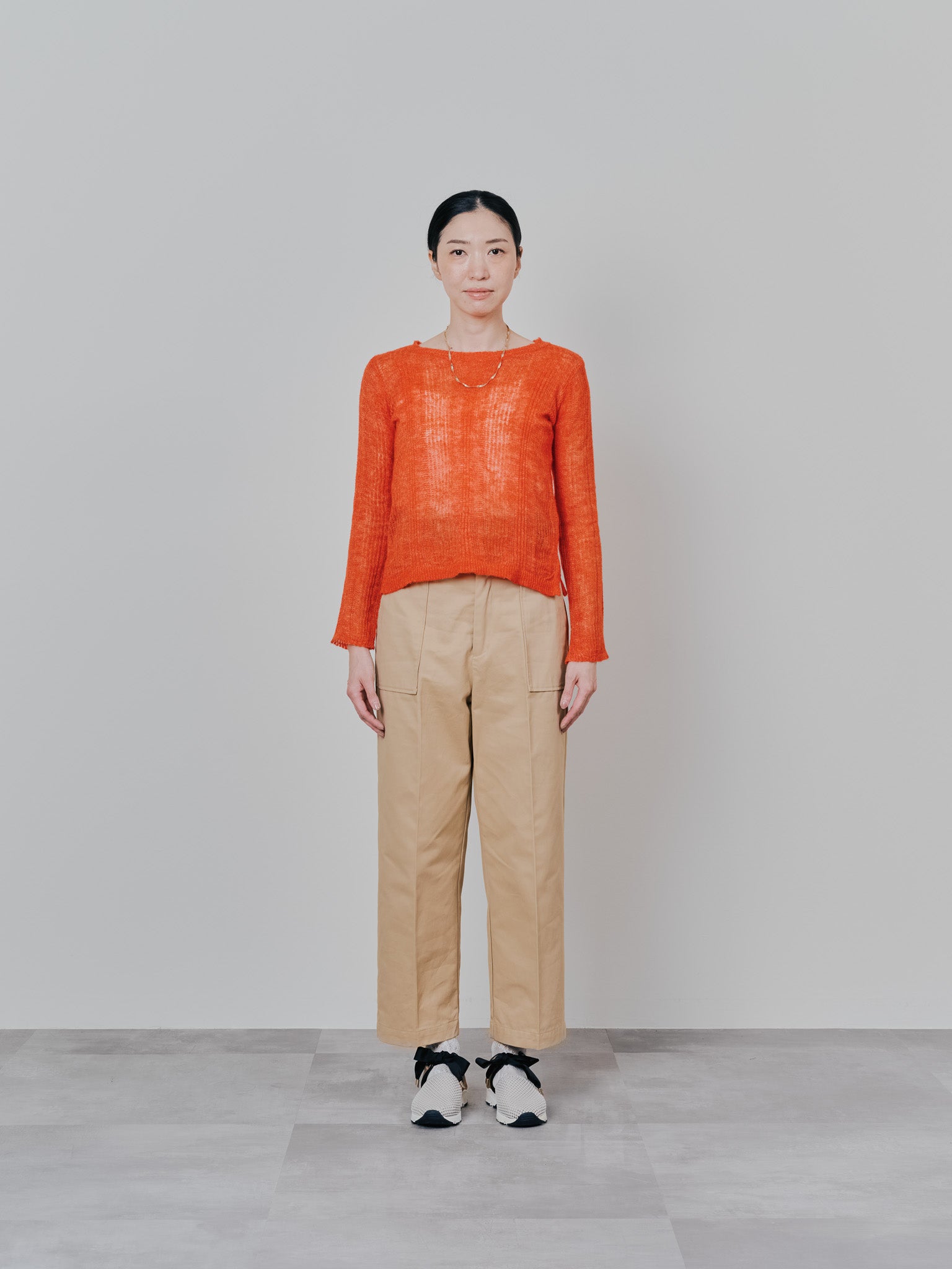 【SALE】シアーモヘアニットトップス [605530] orange
