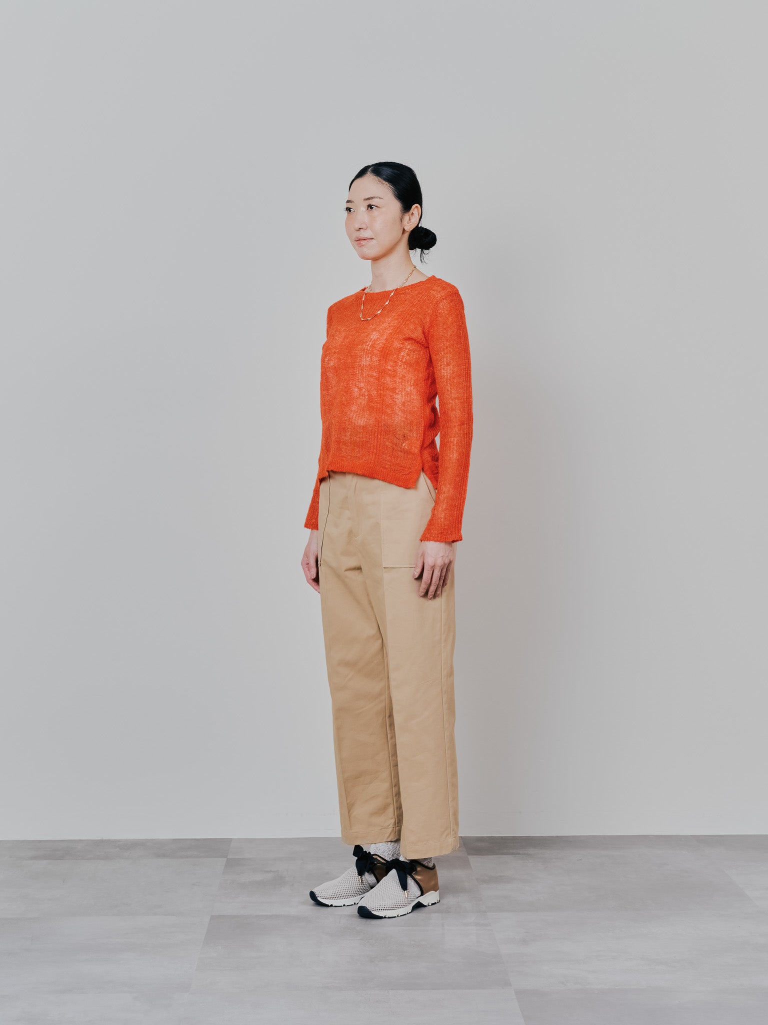 【SALE】シアーモヘアニットトップス [605530] orange