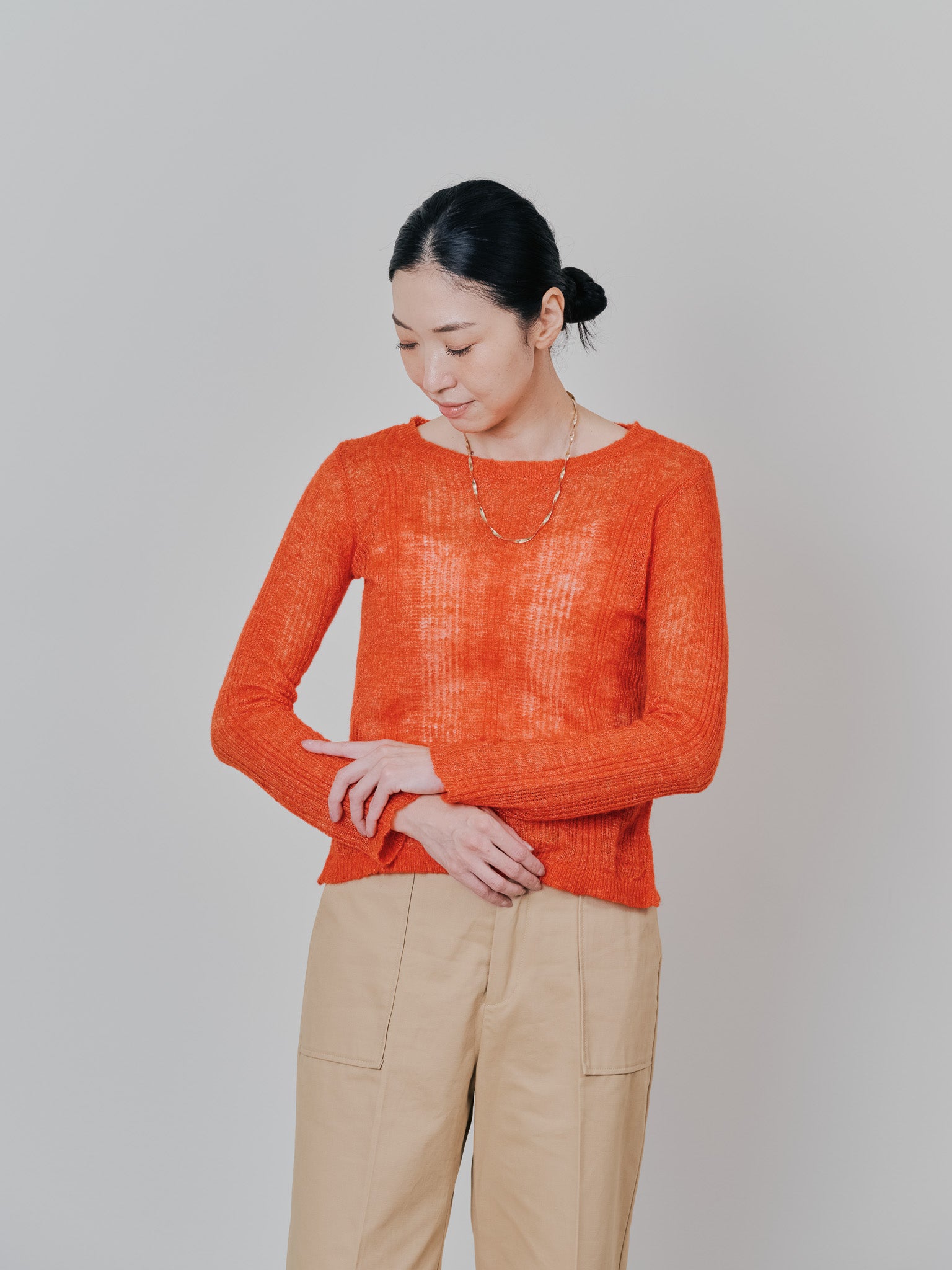 シアーモヘアニットトップス [605530] orange