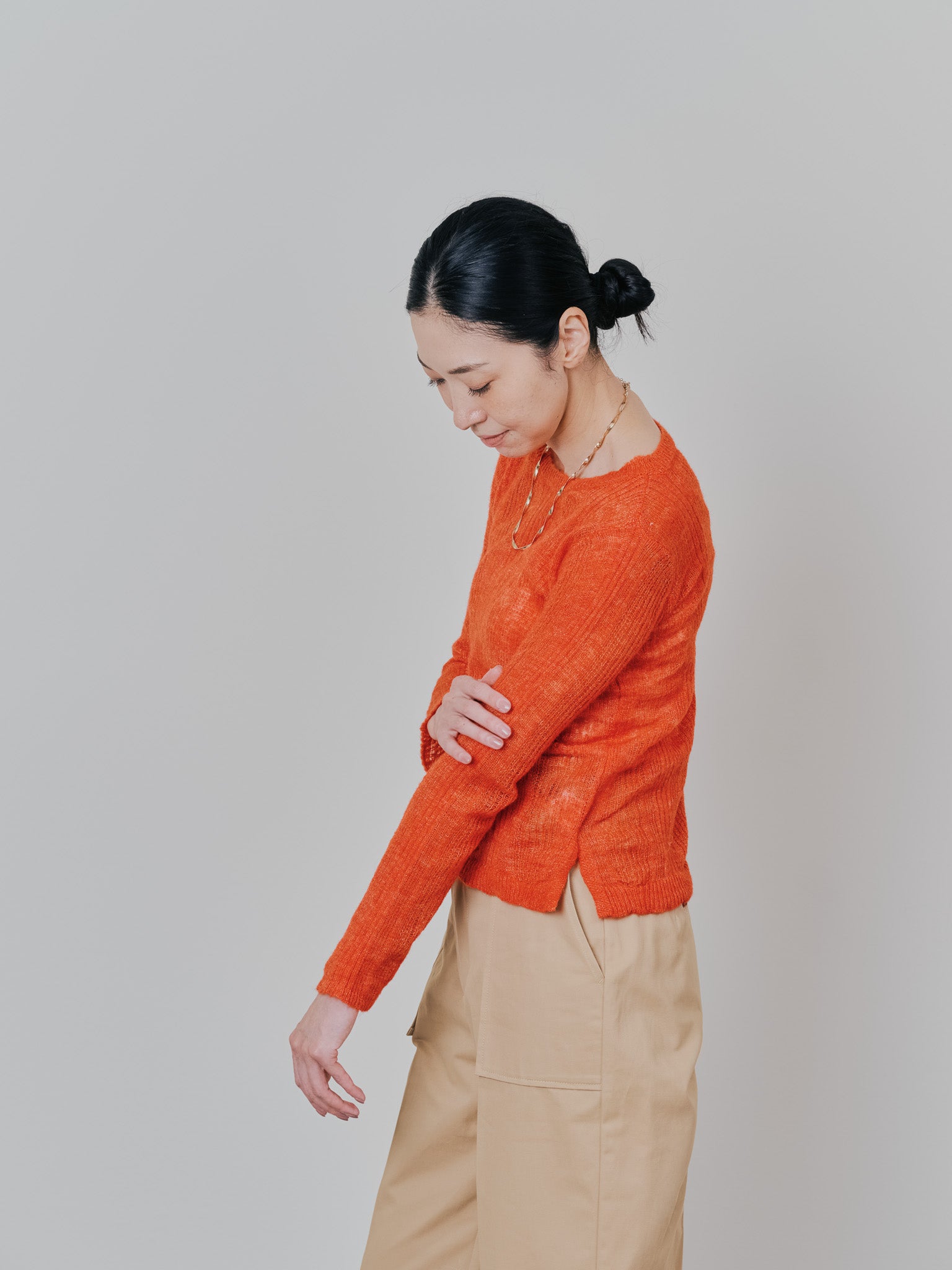 シアーモヘアニットトップス [605530] orange