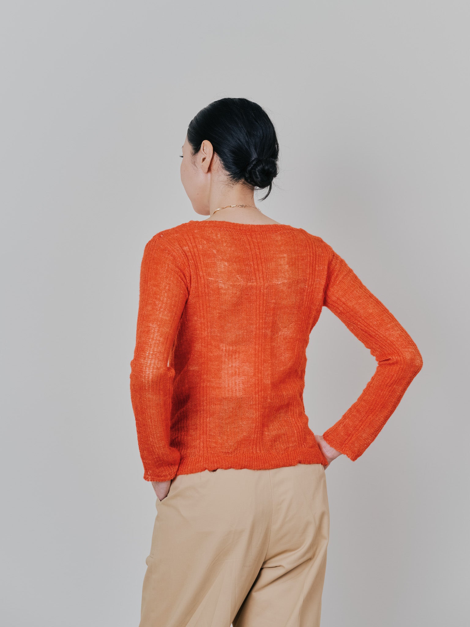 シアーモヘアニットトップス [605530] orange