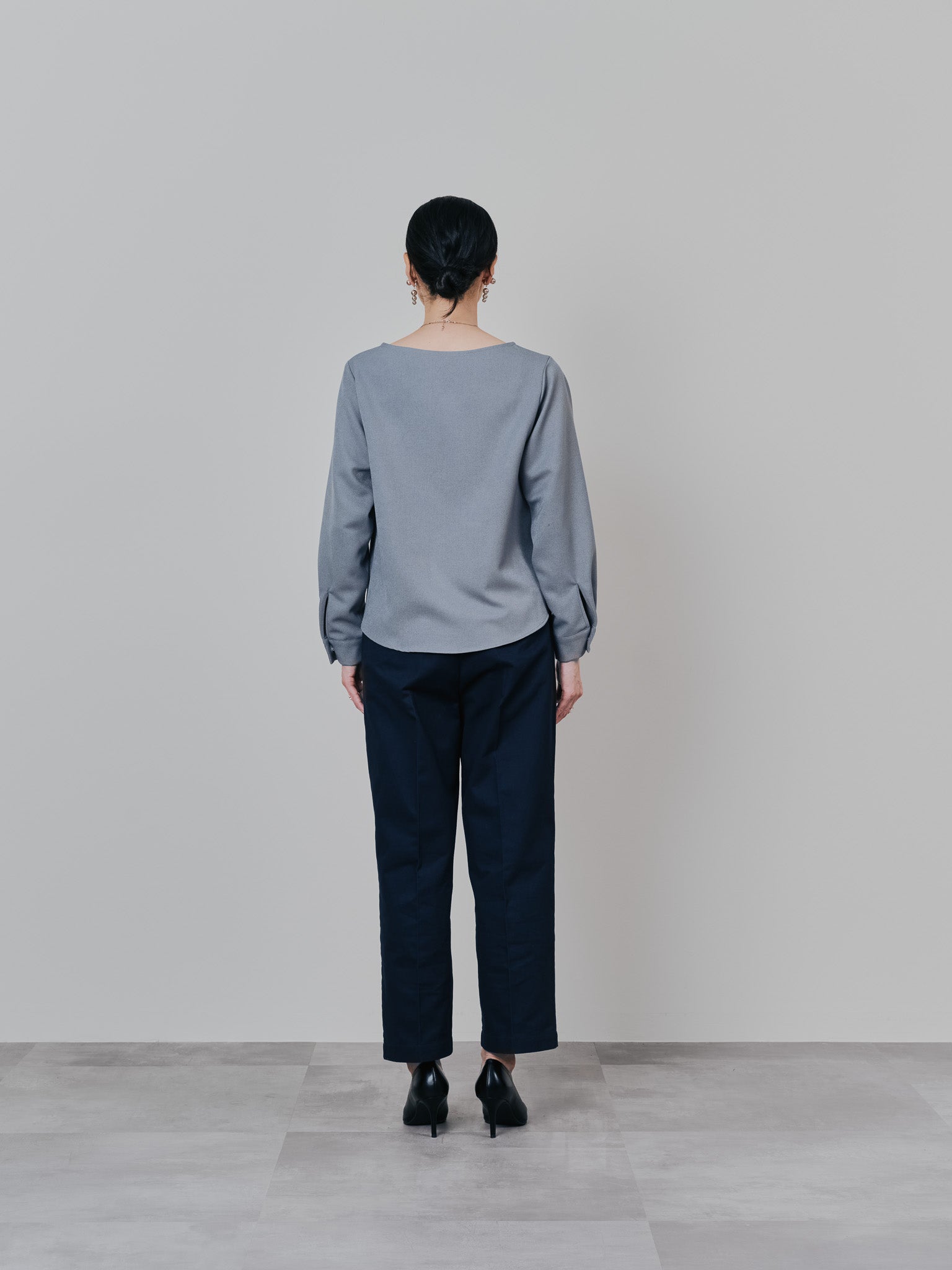 ウエストタックウールライクツイルトップス [608327] grey