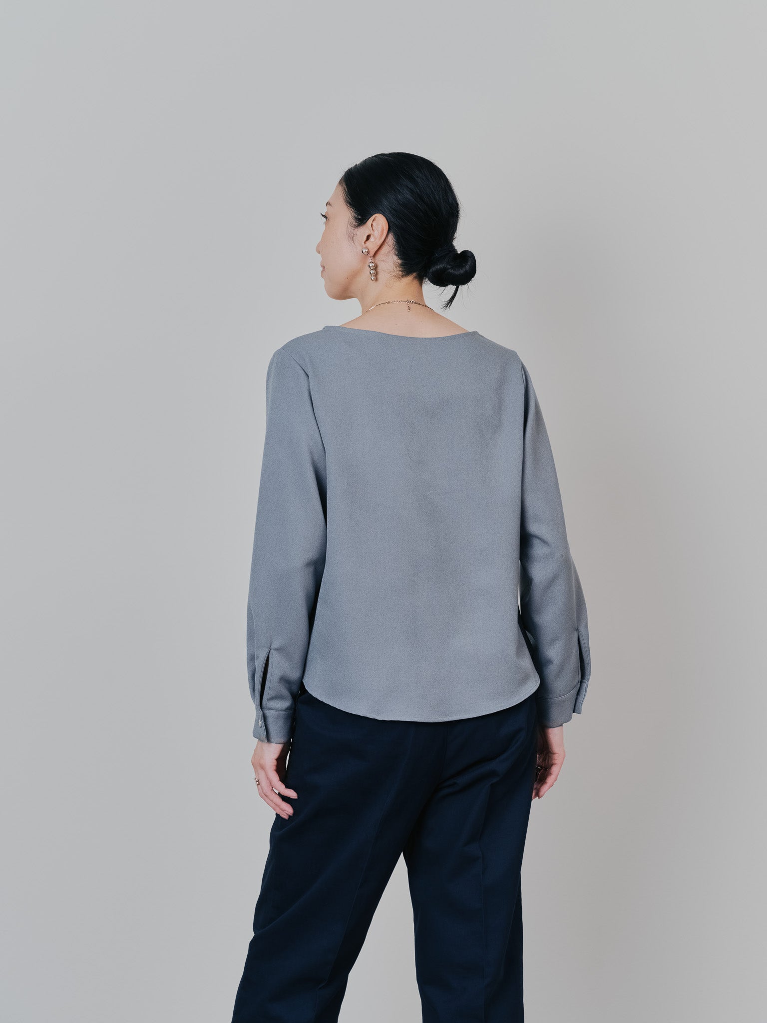 ウエストタックウールライクツイルトップス [608327] grey