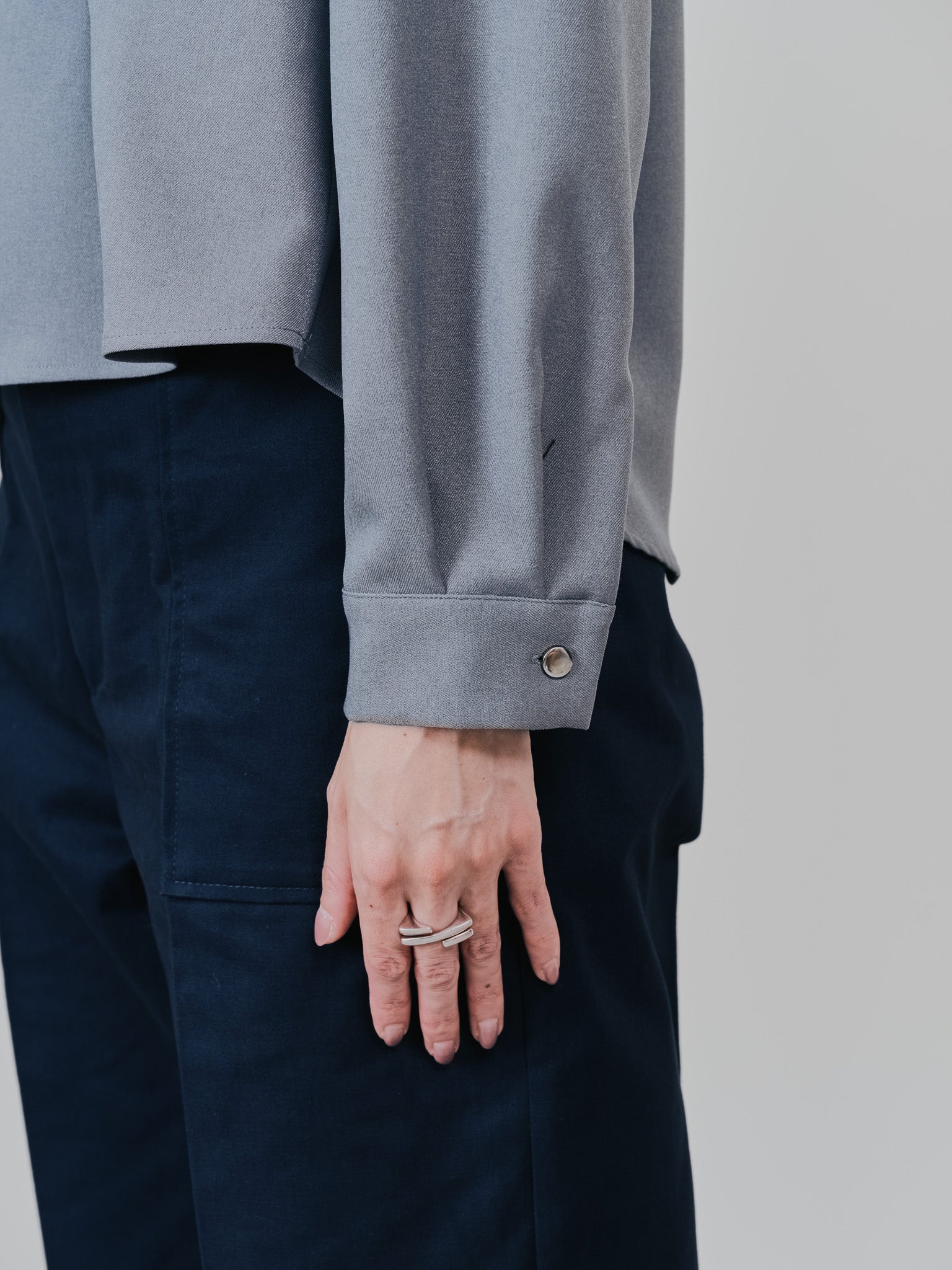 ウエストタックウールライクツイルトップス [608327] grey