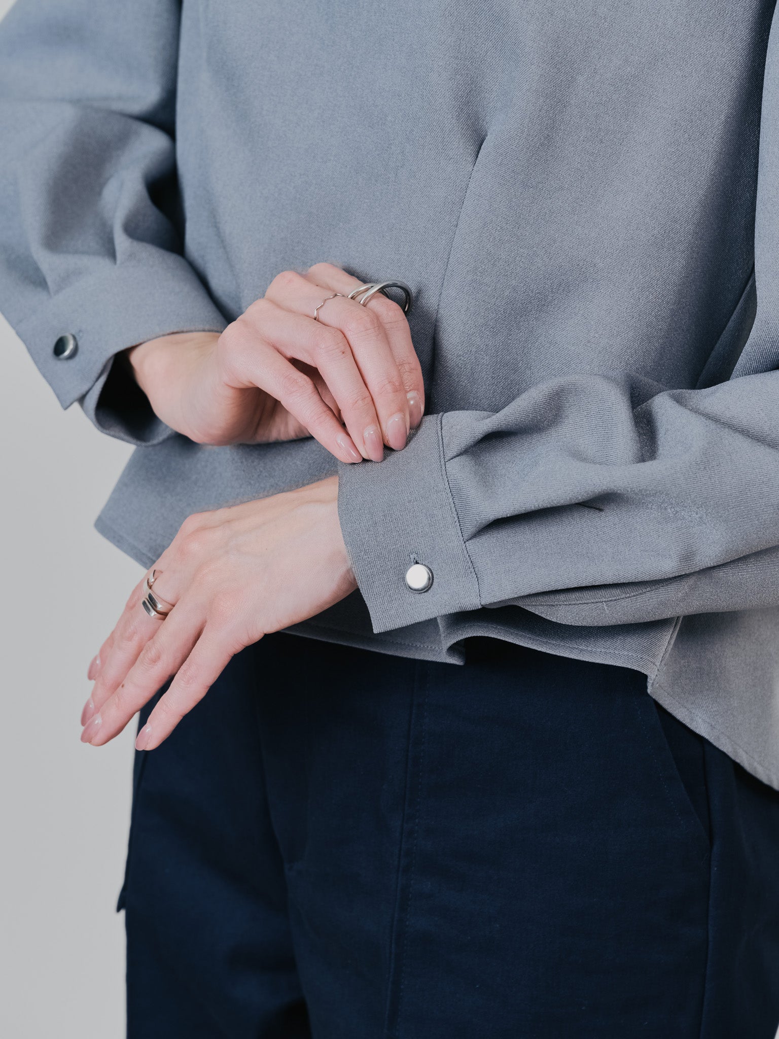 ウエストタックウールライクツイルトップス [608327] grey