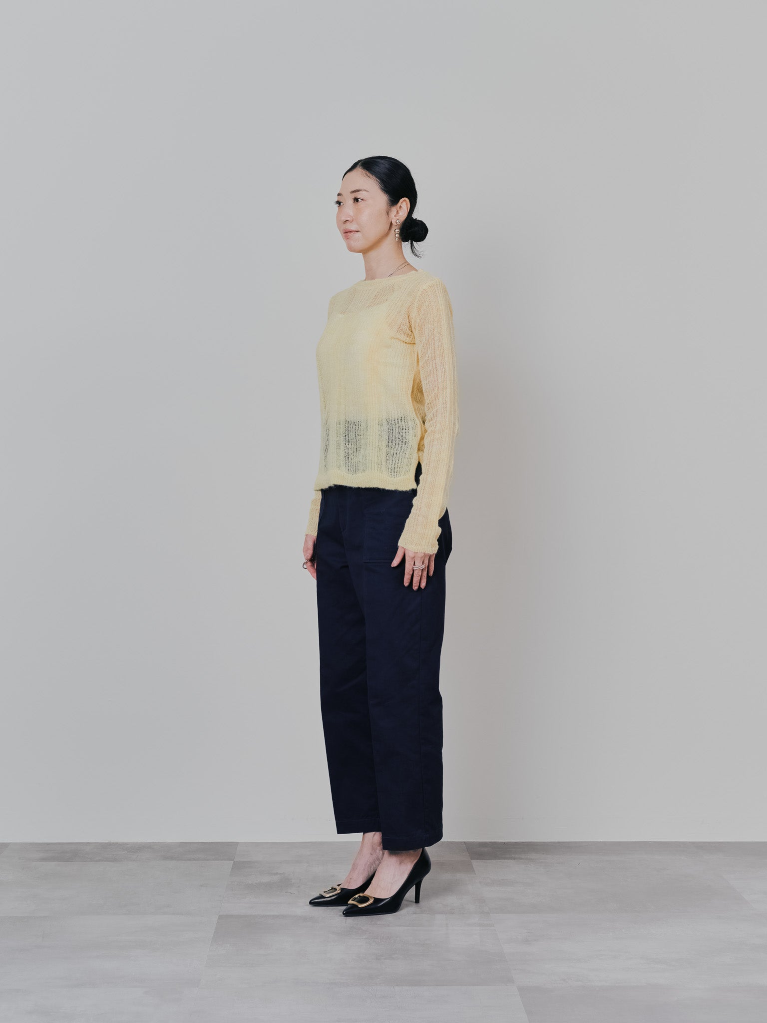 【SALE】シアーモヘアニットトップス [605530] yellow