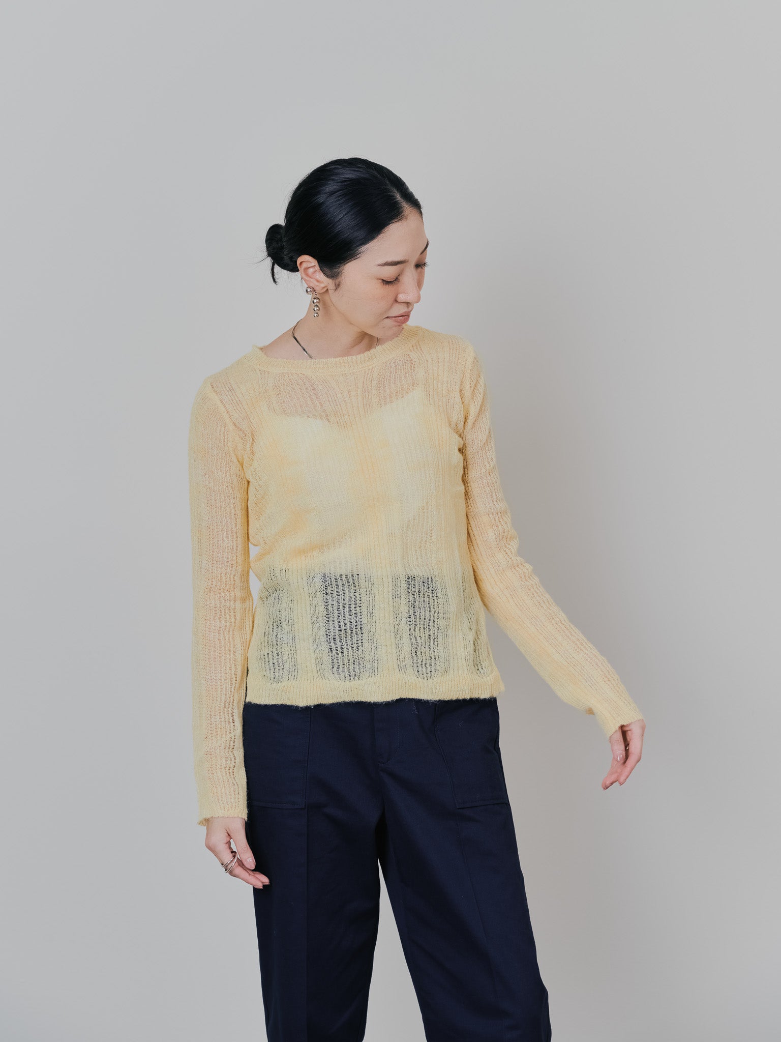 シアーモヘアニットトップス [605530] yellow