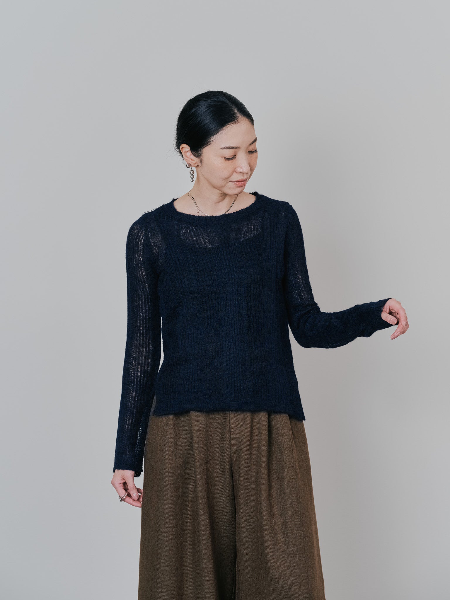 シアーモヘアニットトップス [605530] dark navy