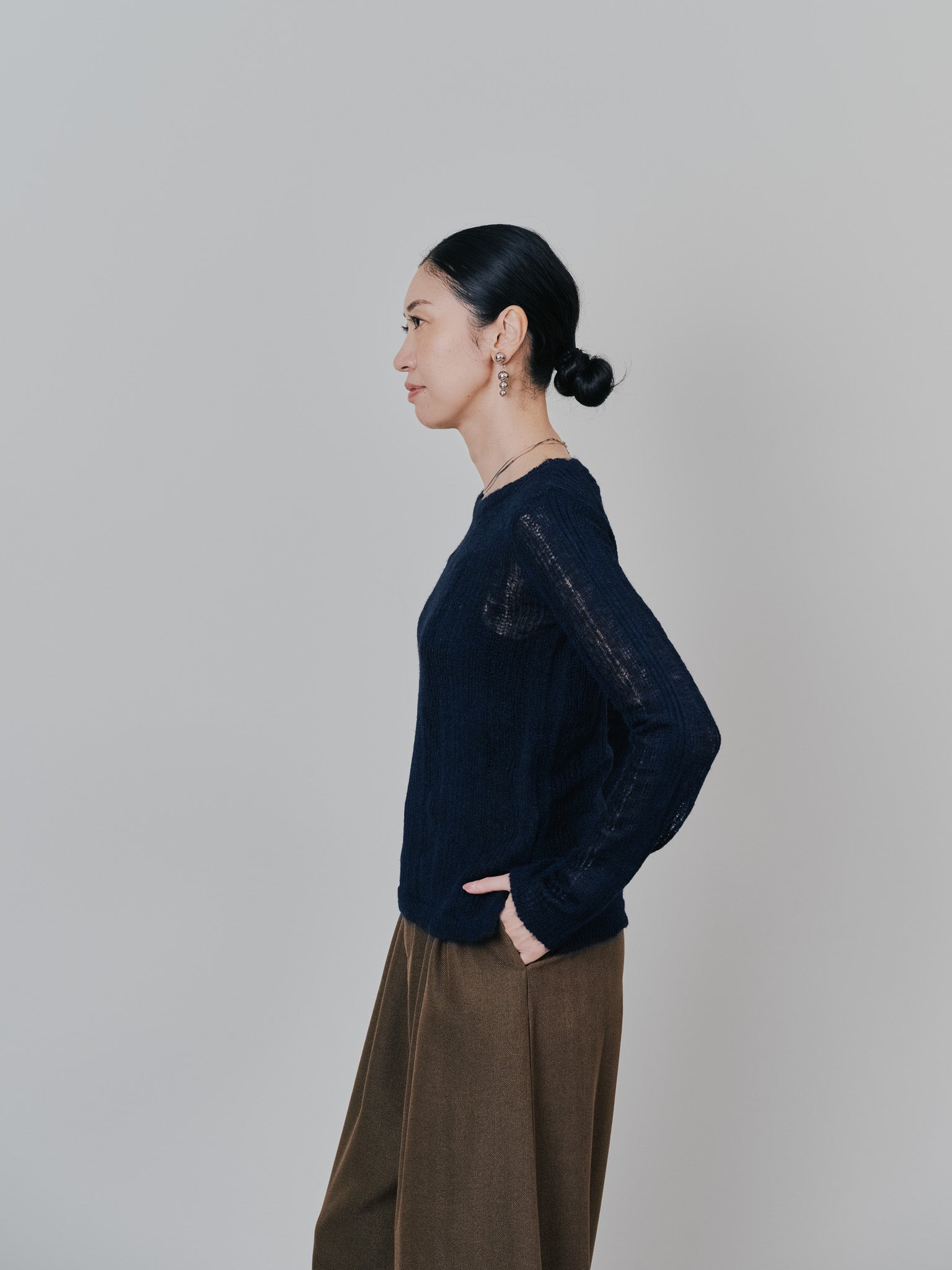 シアーモヘアニットトップス [605530] dark navy
