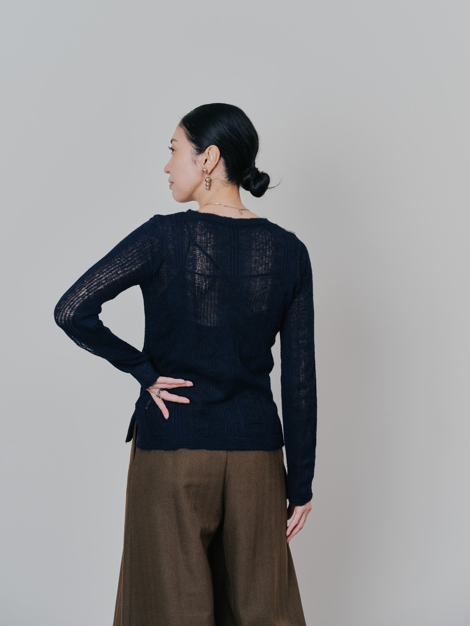 シアーモヘアニットトップス [605530] dark navy