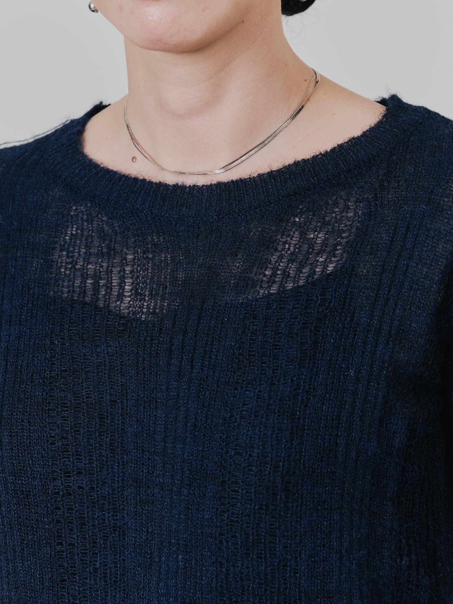 シアーモヘアニットトップス [605530] dark navy