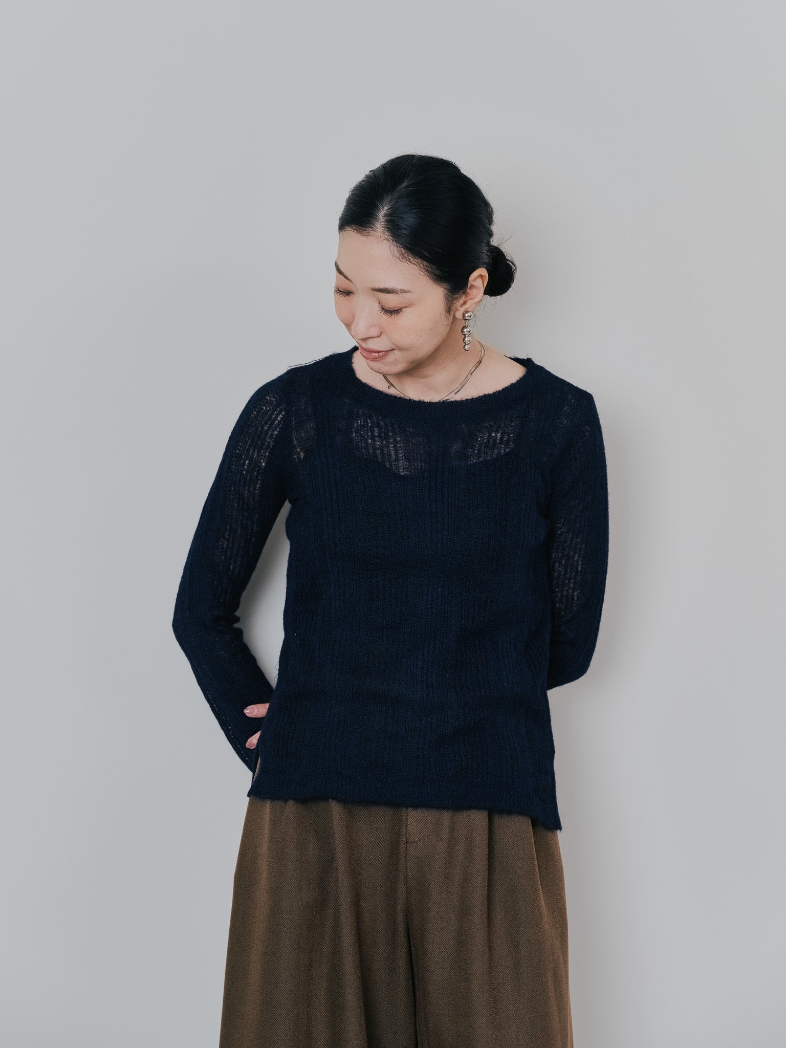 シアーモヘアニットトップス [605530] dark navy