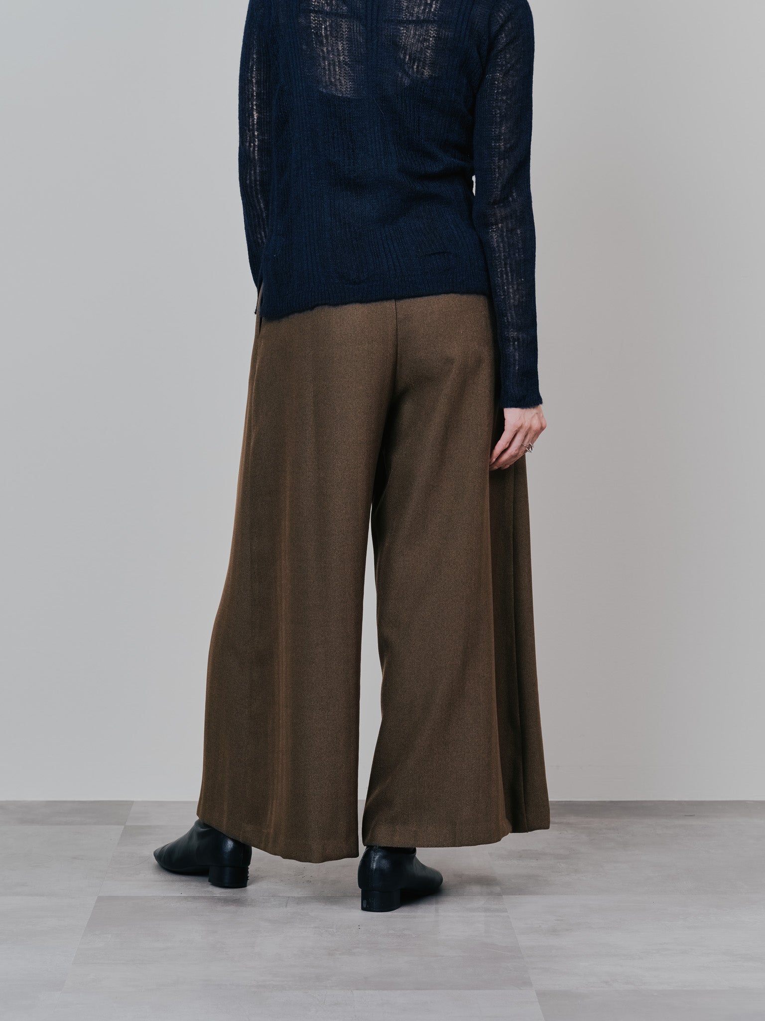 柄タックビックワイドパンツ [608320] brown