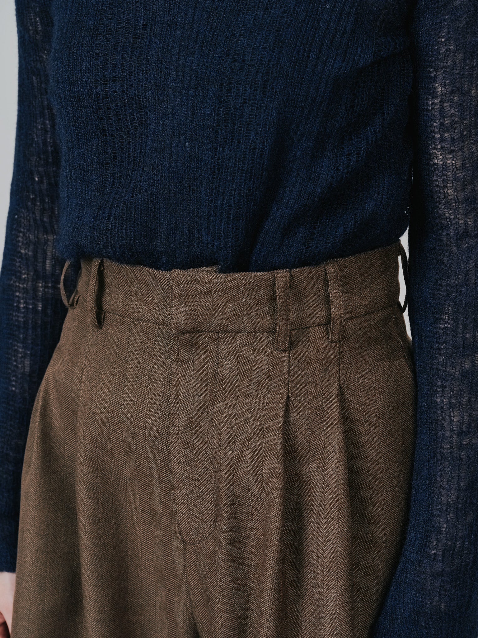 柄タックビックワイドパンツ [608320] brown