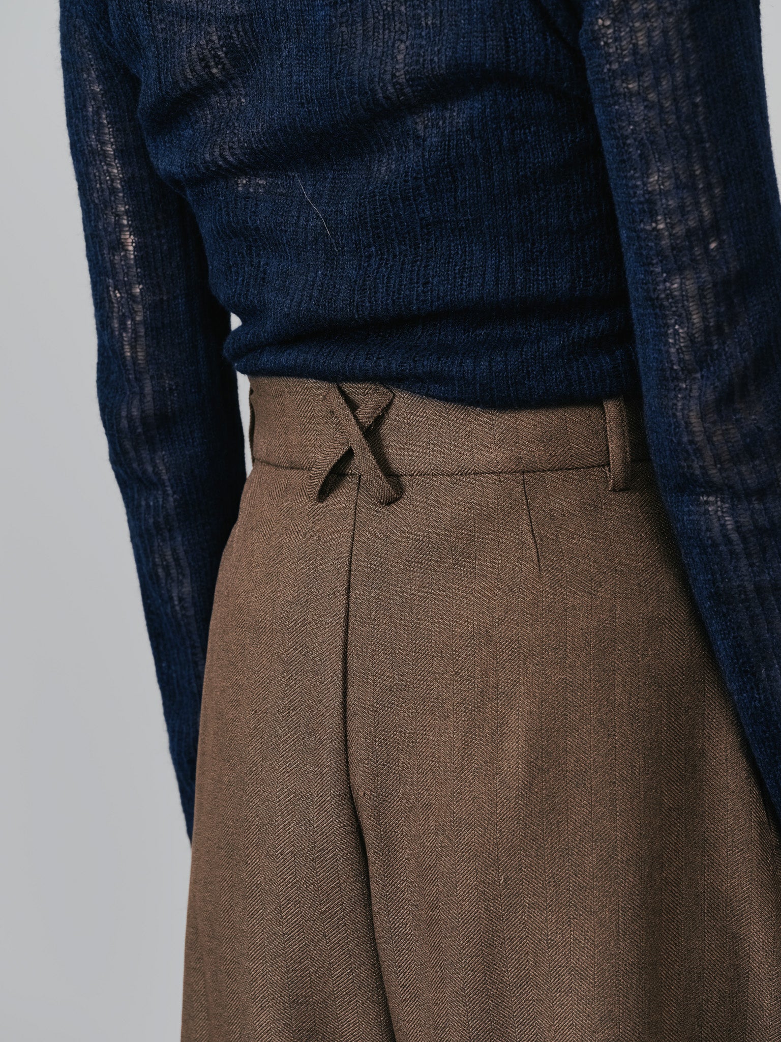 柄タックビックワイドパンツ [608320] brown