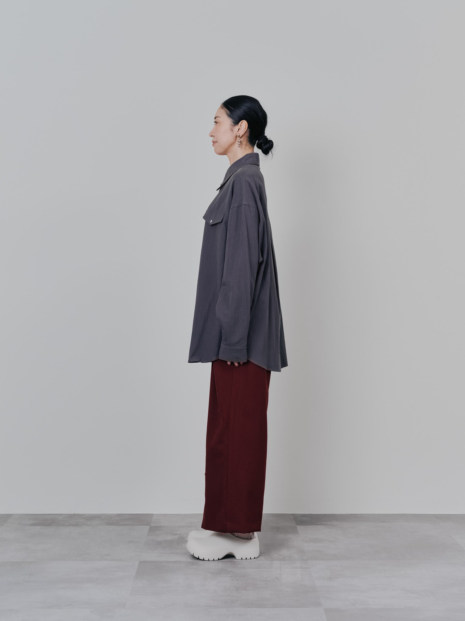 ウエストボタンタックワイドパンツ [608319] wine