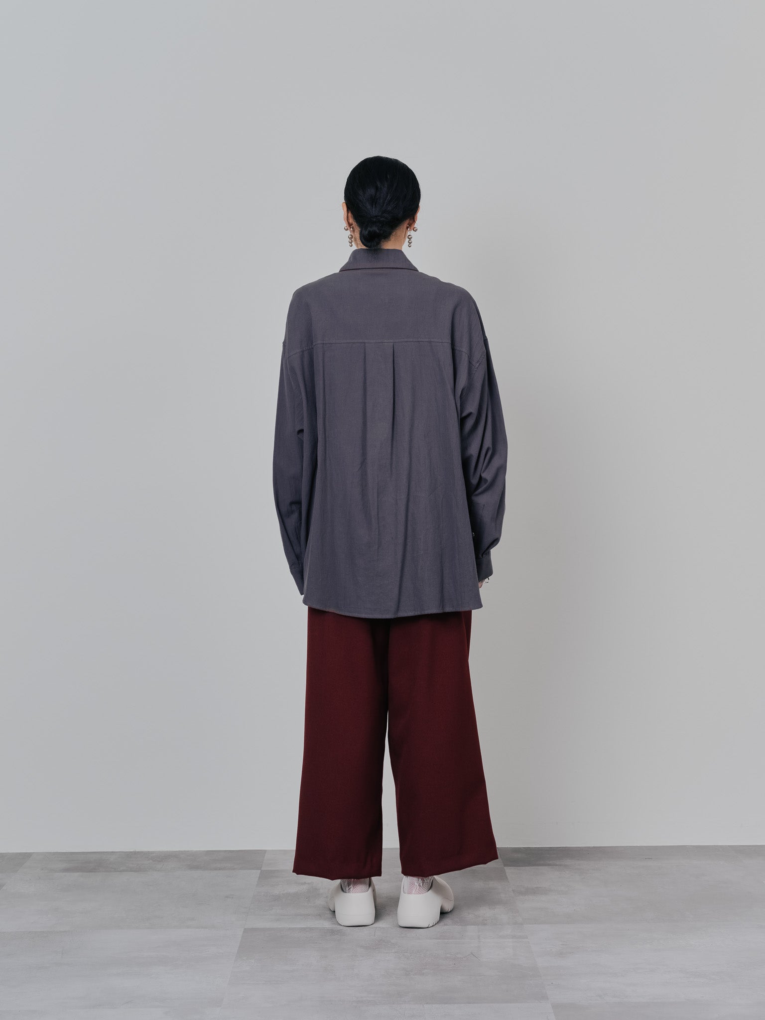 ウエストボタンタックワイドパンツ [608319] wine