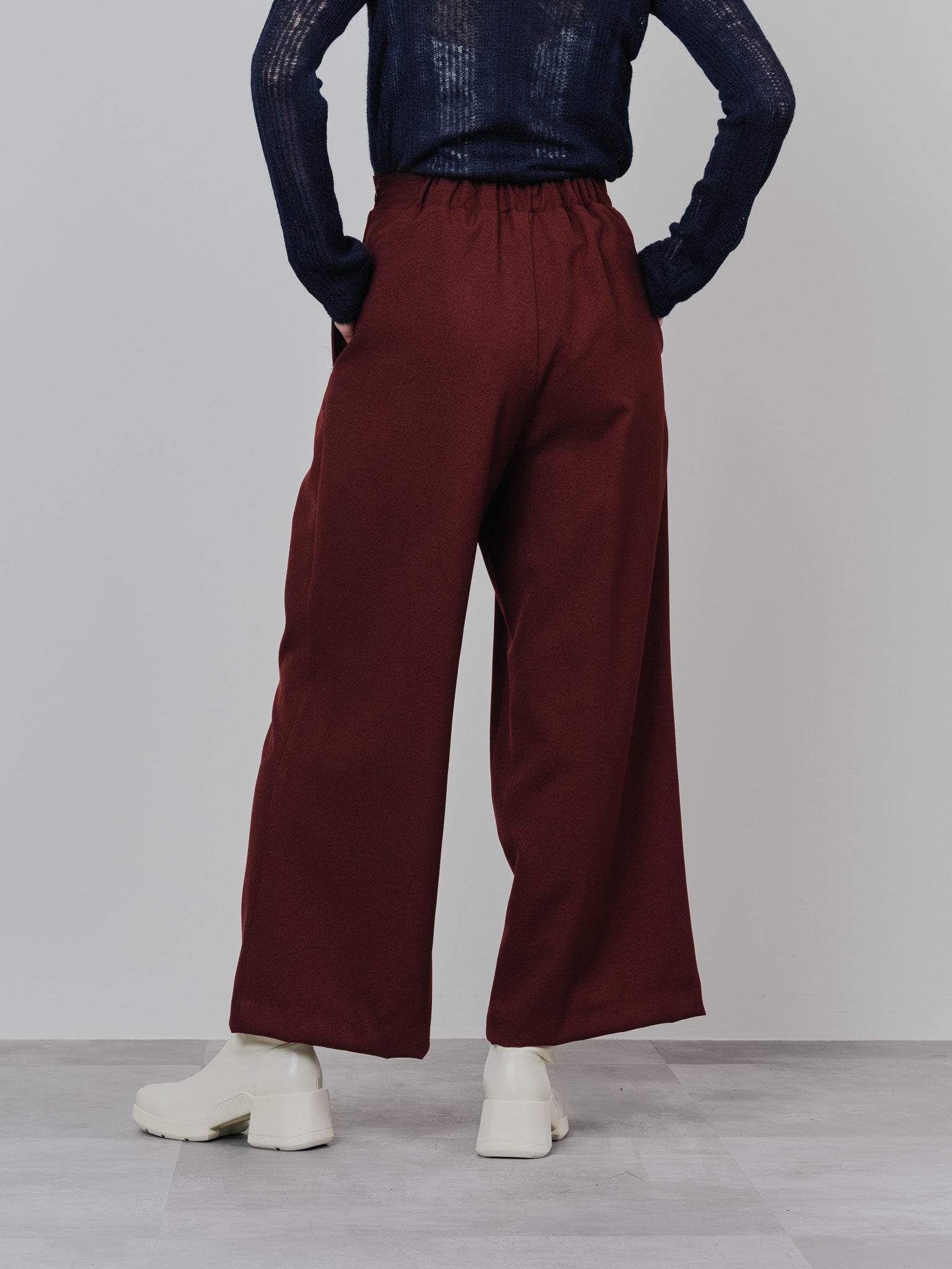 ウエストボタンタックワイドパンツ [608319] wine