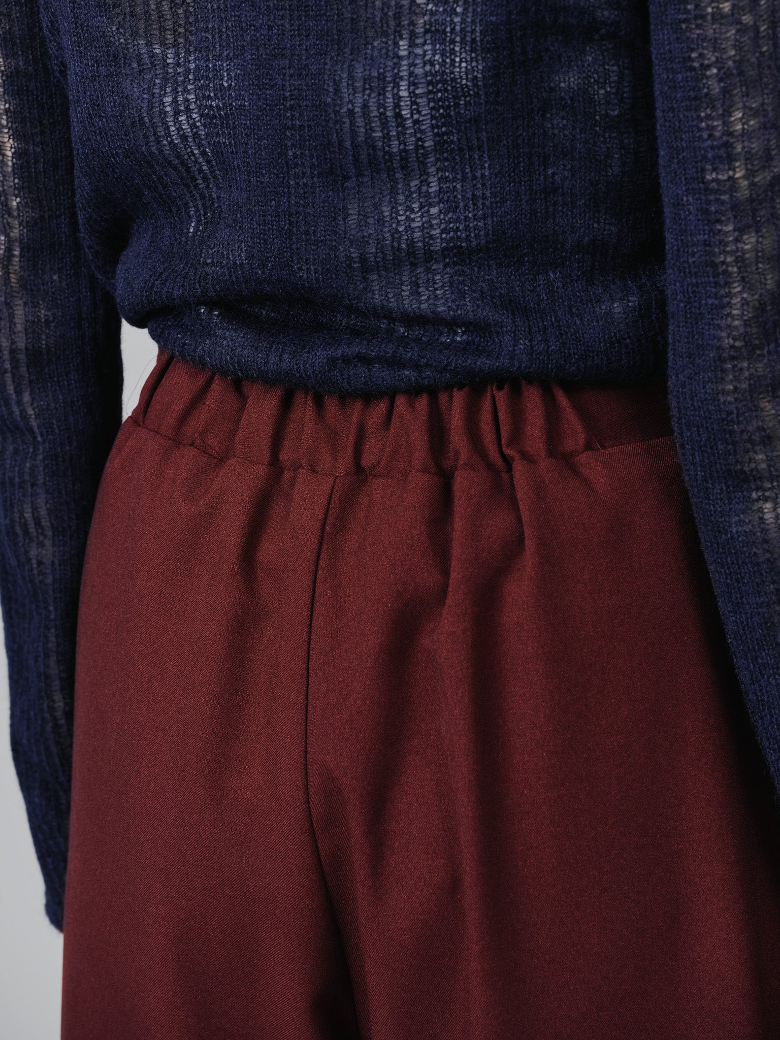 ウエストボタンタックワイドパンツ [608319] wine