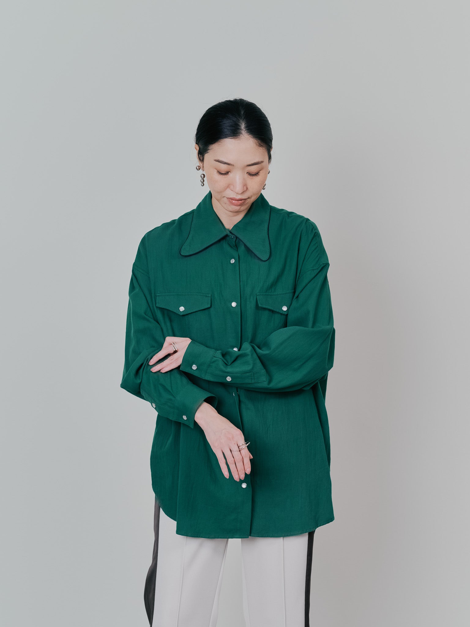 バタフライカラーウエスタンライクシャツ [601451] green
