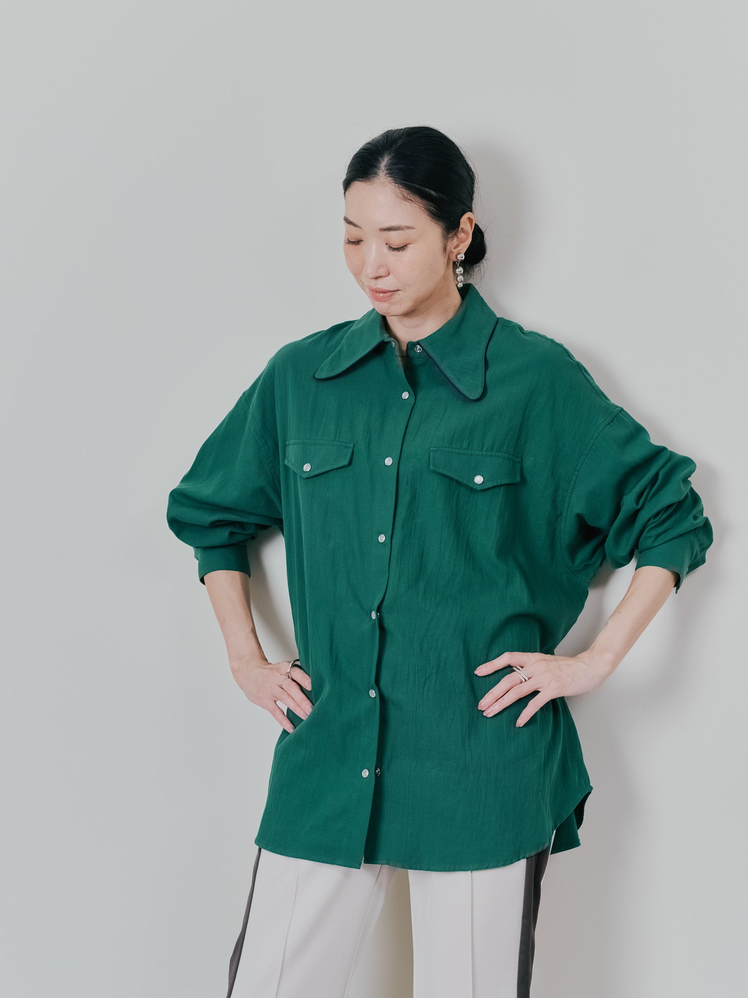 バタフライカラーウエスタンライクシャツ [601451] green
