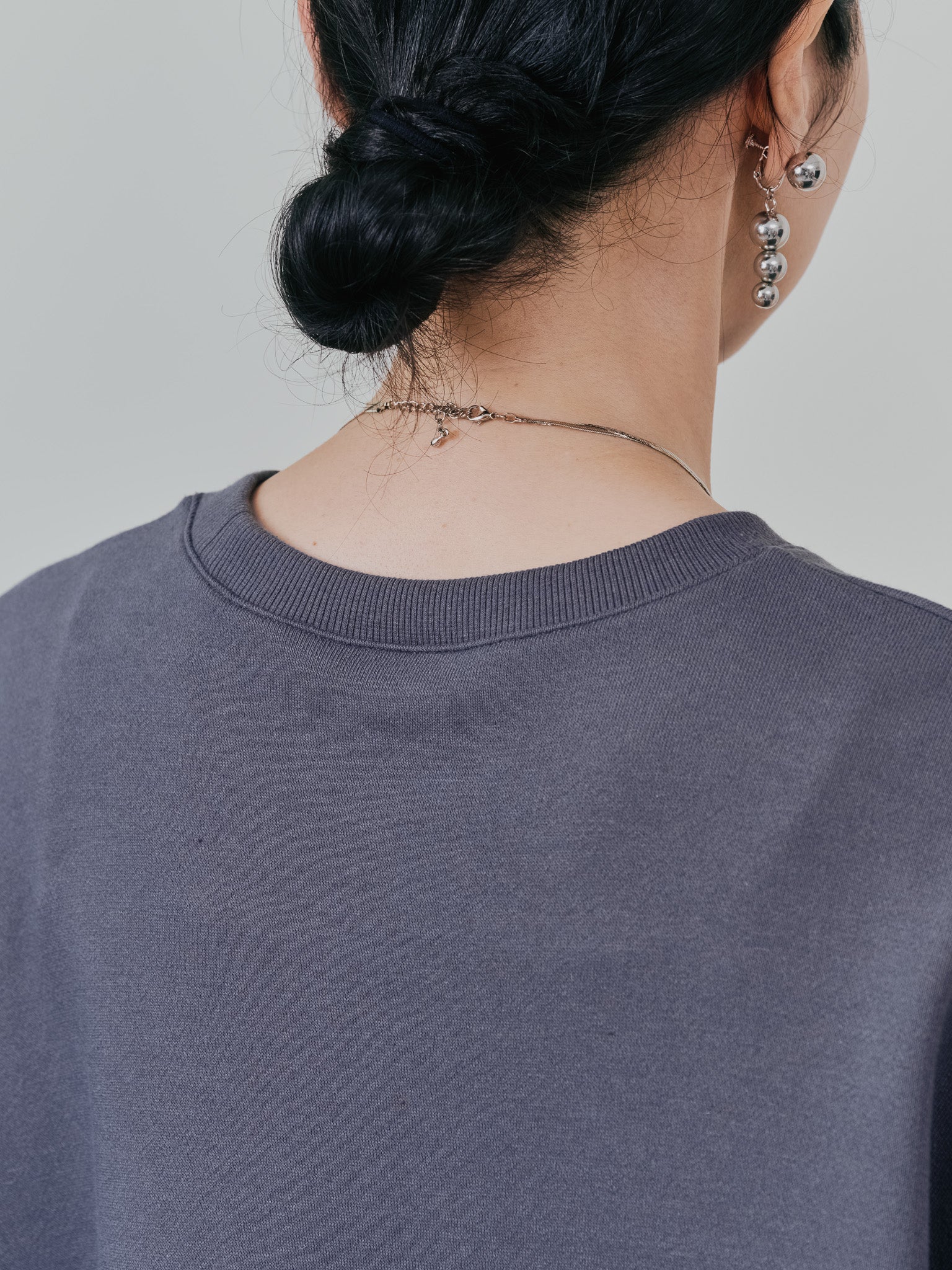 配色スウェットギャザートップス [601449] black