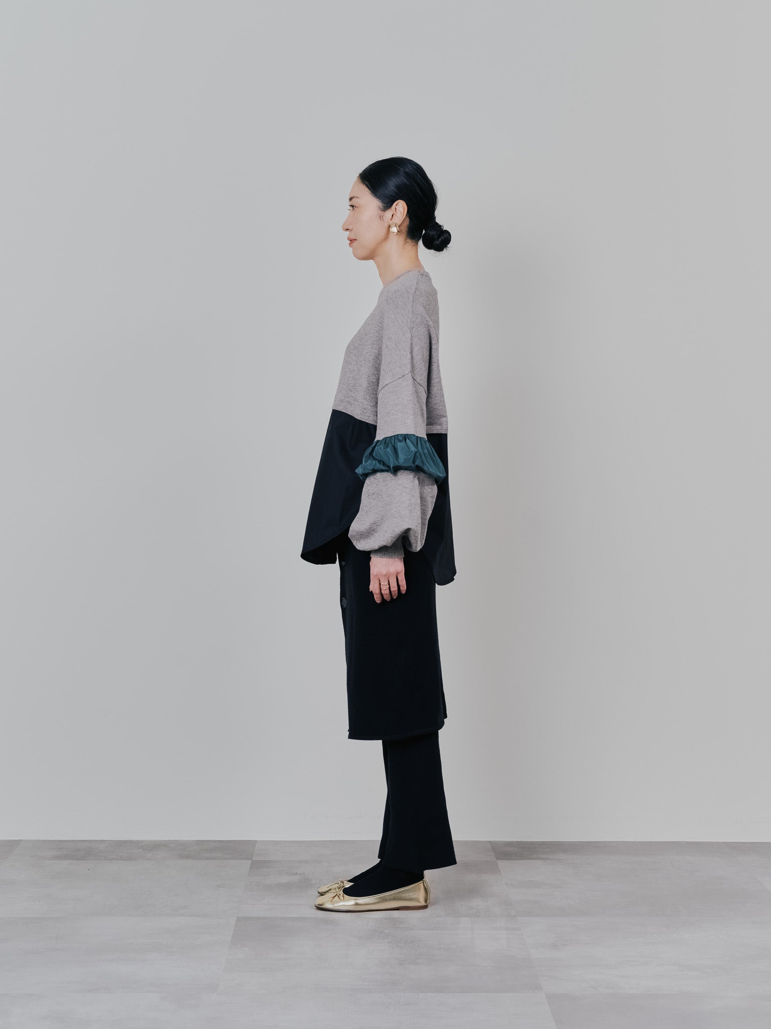 スカートレイヤードニットパンツ [601415] black