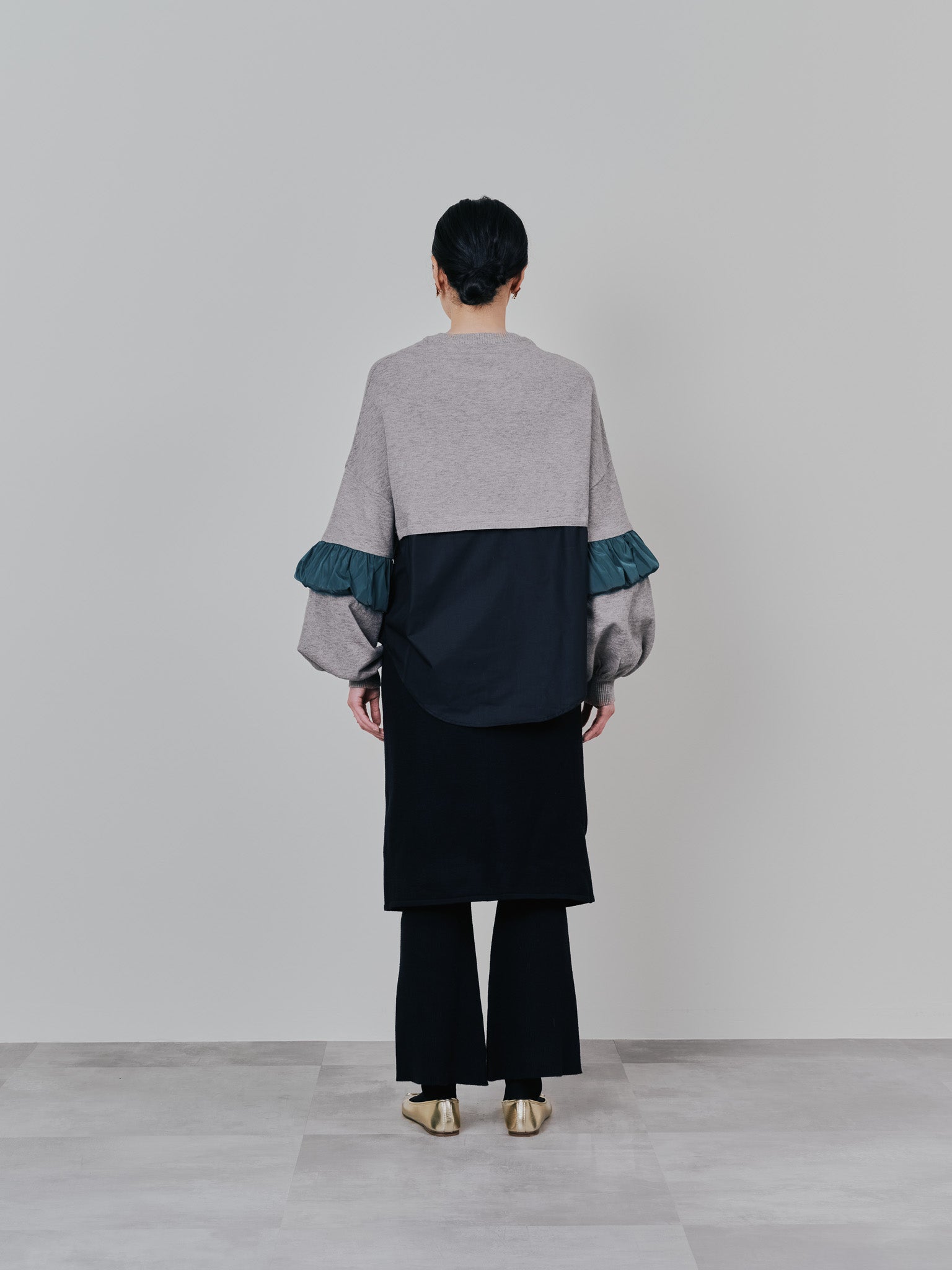 スカートレイヤードニットパンツ [601415] black