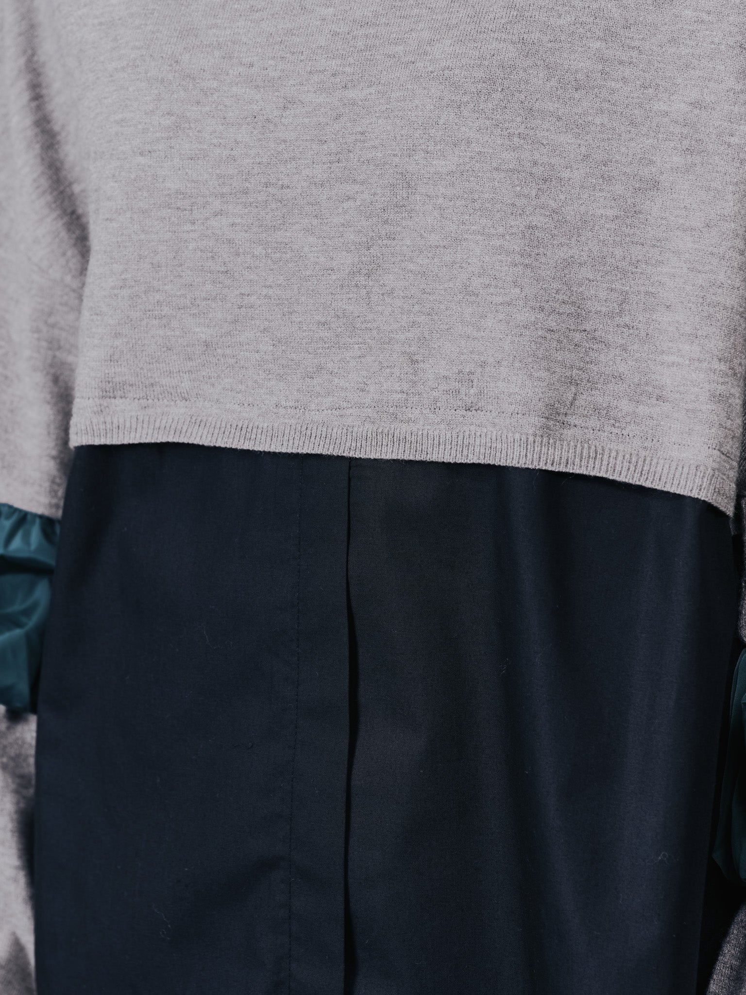 配色シャツレイヤードライクニットトップス [605535] mocha beige