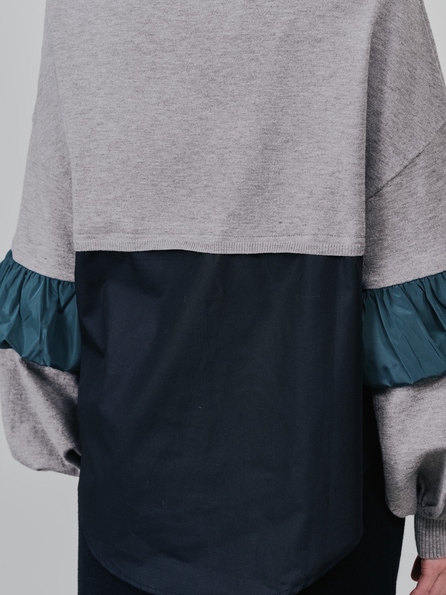 配色シャツレイヤードライクニットトップス [605535] mocha beige