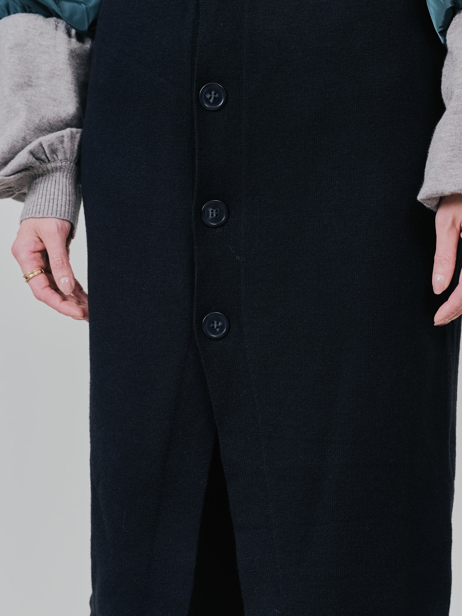 スカートレイヤードニットパンツ [601415] black