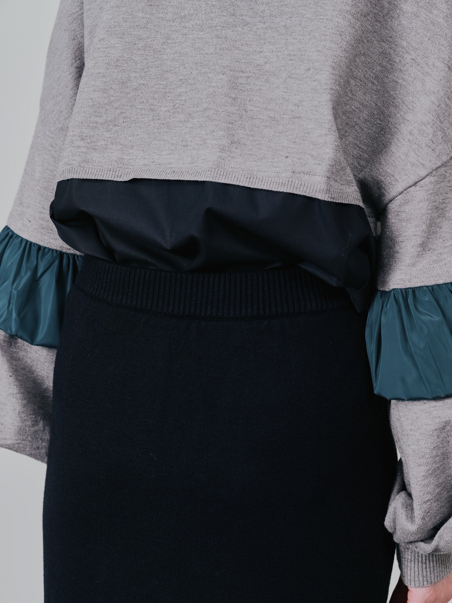 スカートレイヤードニットパンツ [601415] black