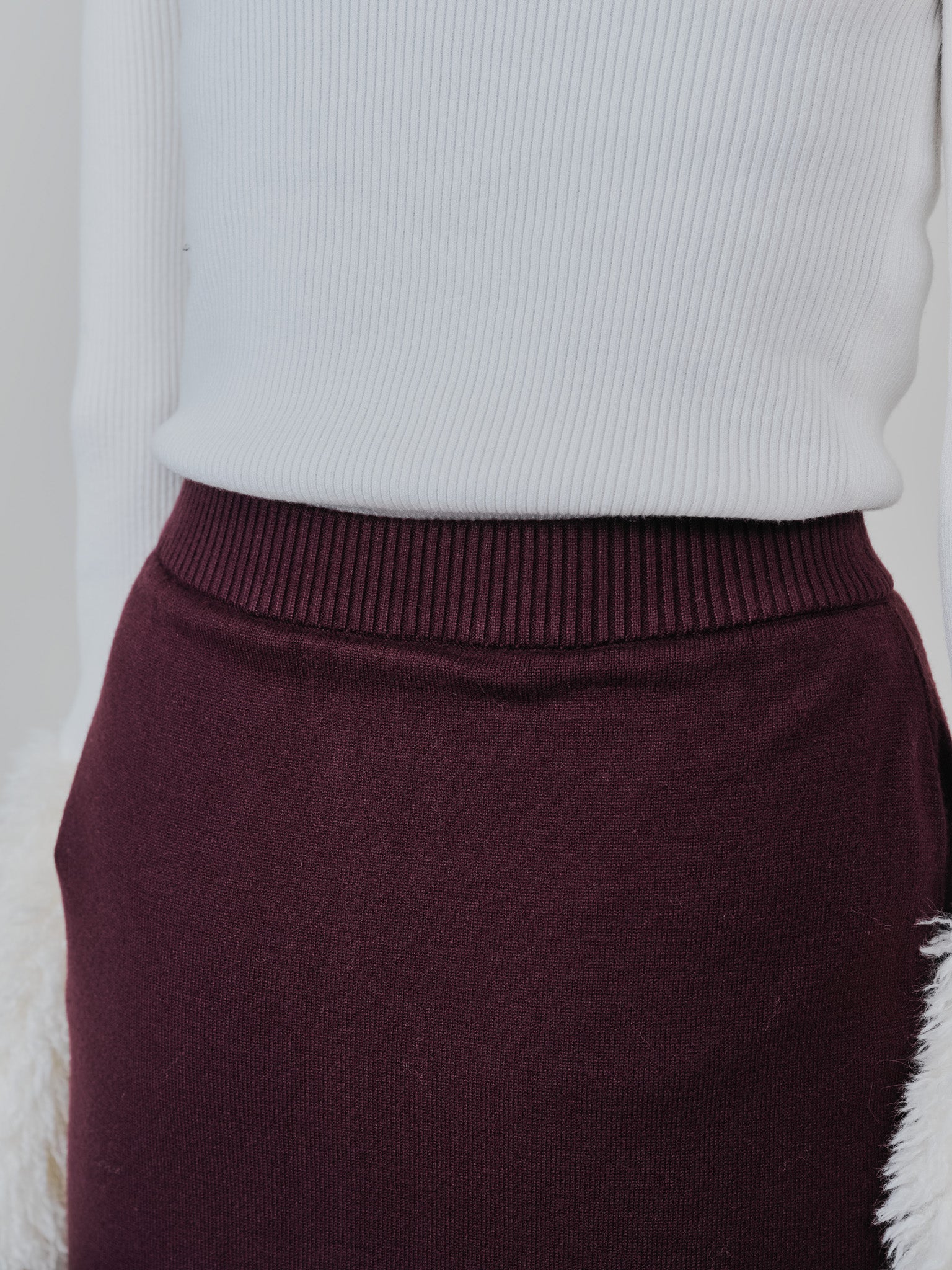 スカートレイヤードニットパンツ [601415] wine
